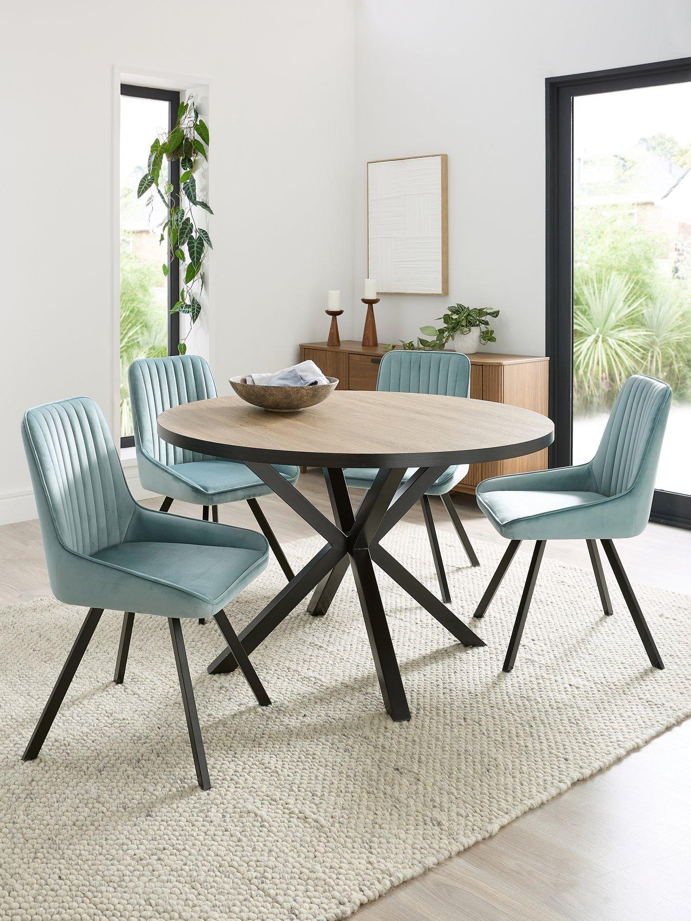 The Very Collection Oslo 120cm Round Dining Table  &  4 Marlow Chairs - FSC® Certified