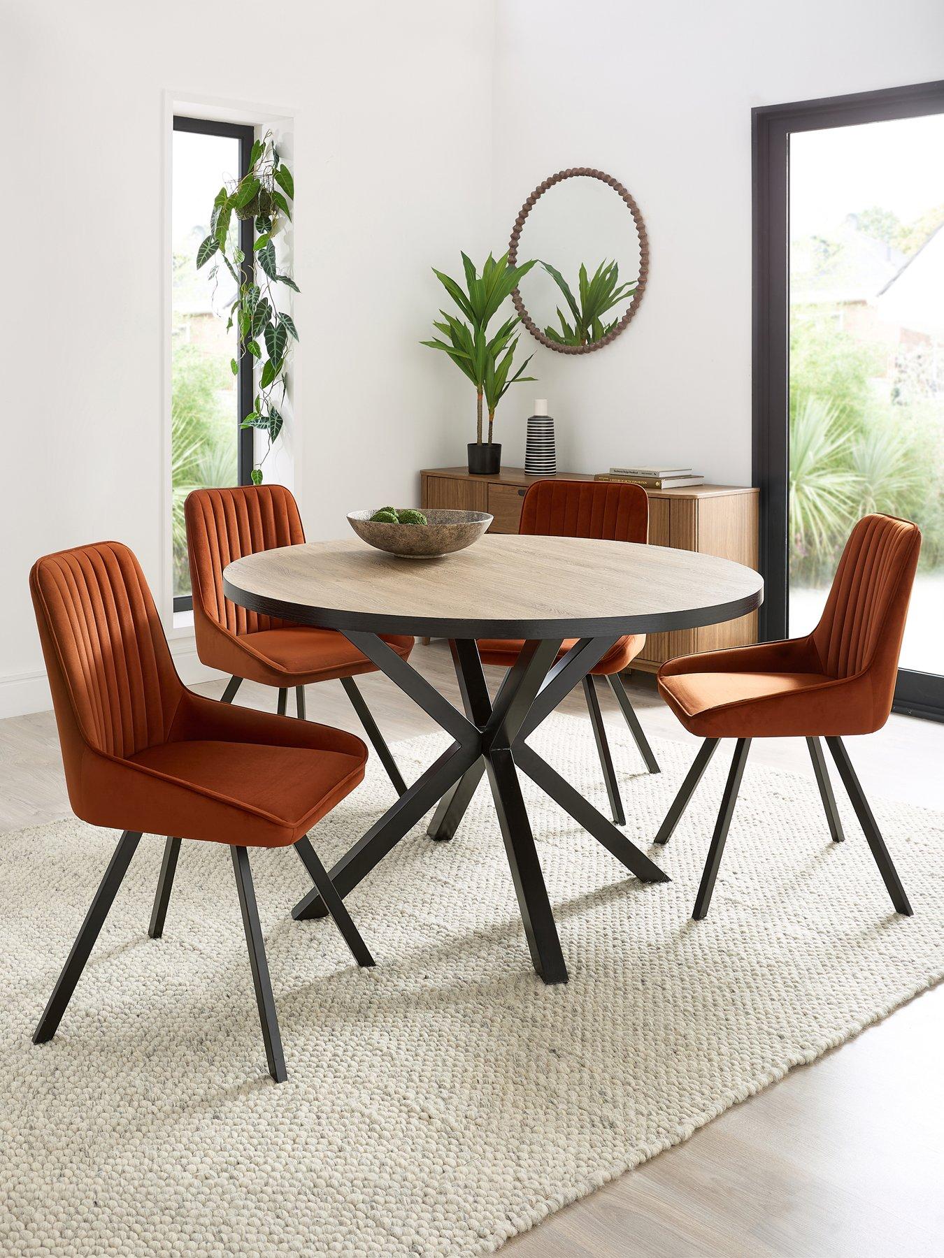 The Very Collection Oslo 120cm Round Dining Table  &  4 Marlow Chairs - FSC® Certified
