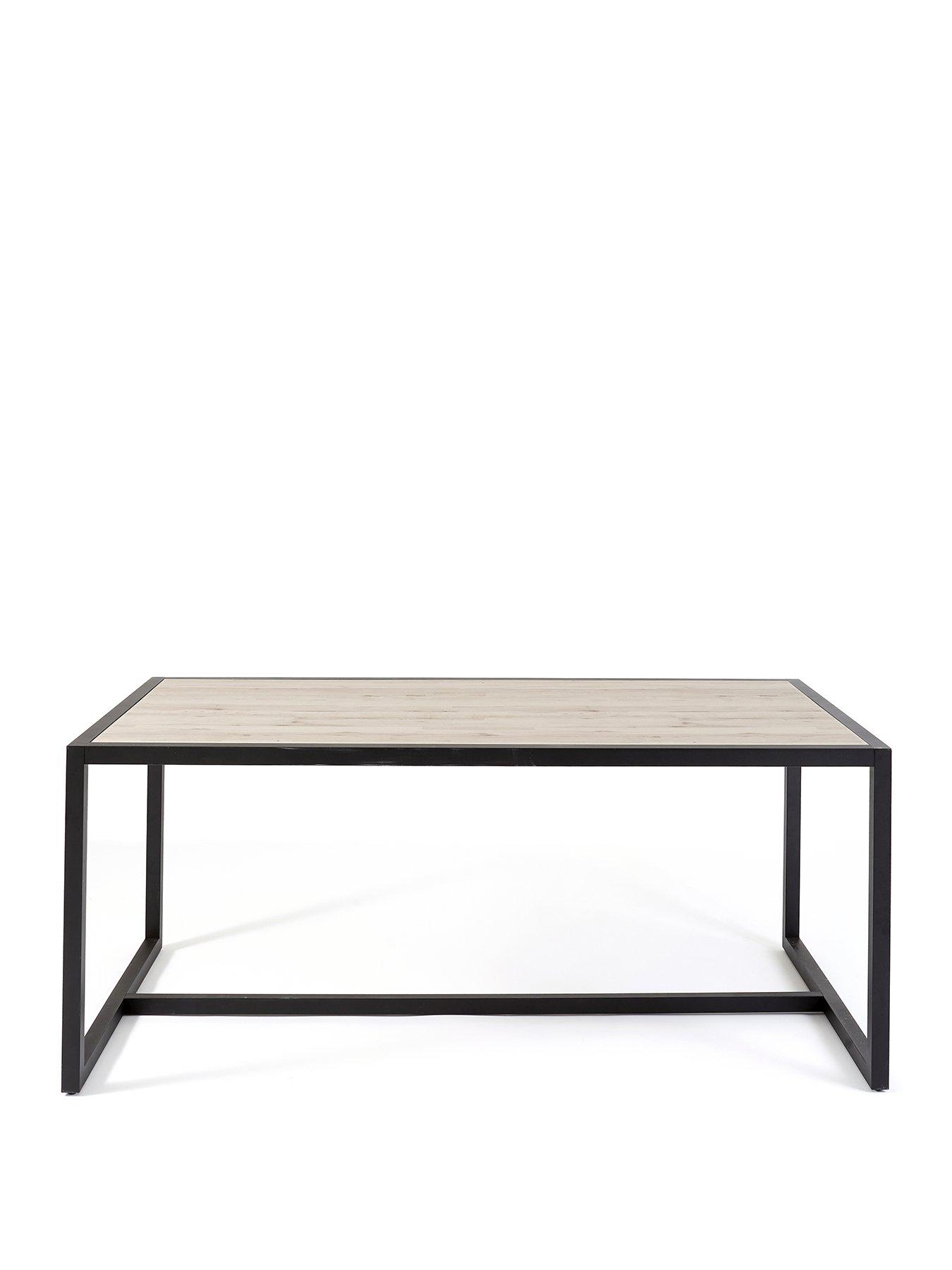  image of very-home-harlem-grey-oak-dining-table-and-6-marlow-grey-faux-leather-chairs-fscreg-certified