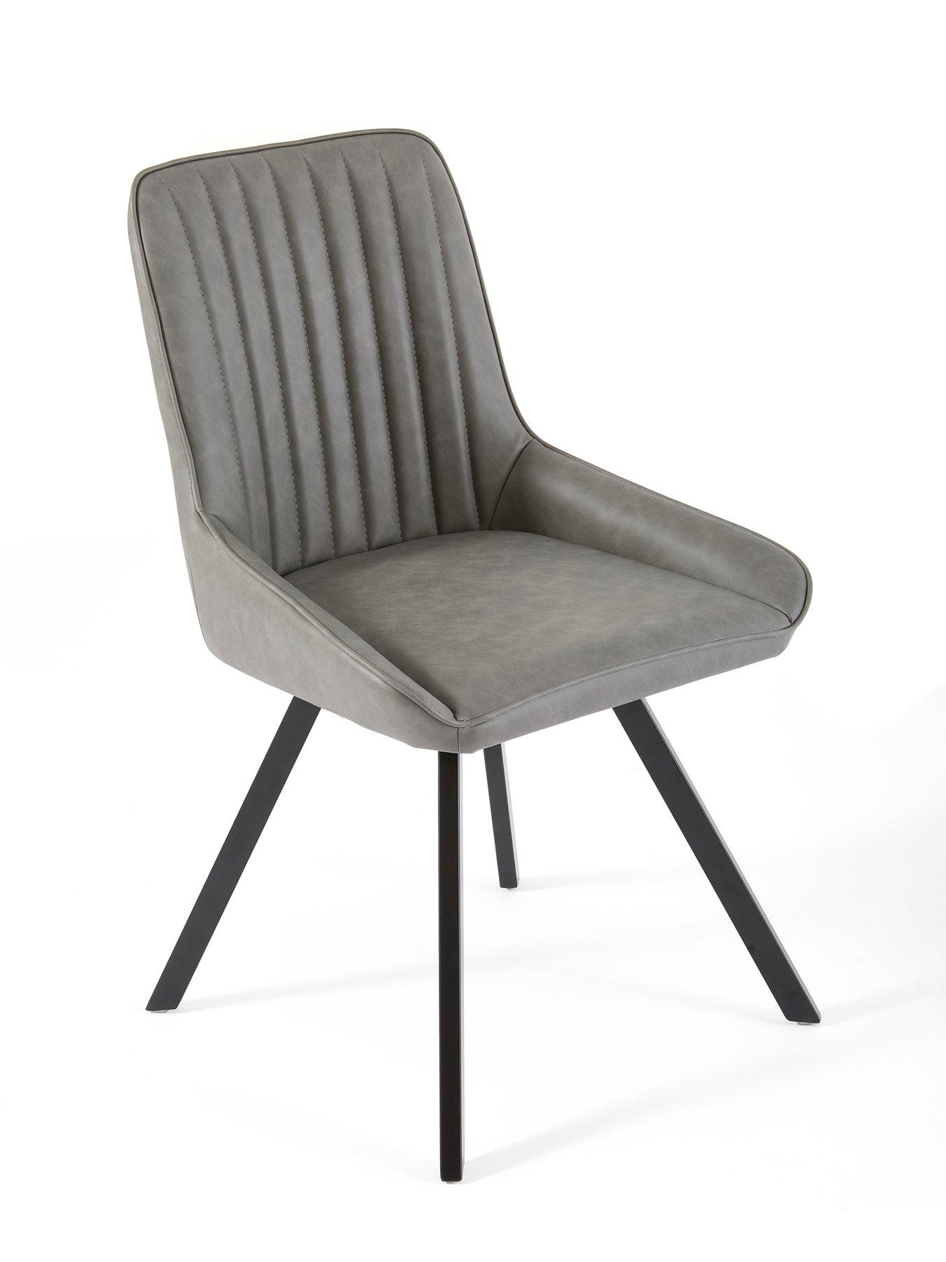  image of very-home-harlem-grey-oak-dining-table-and-6-marlow-grey-faux-leather-chairs-fscreg-certified