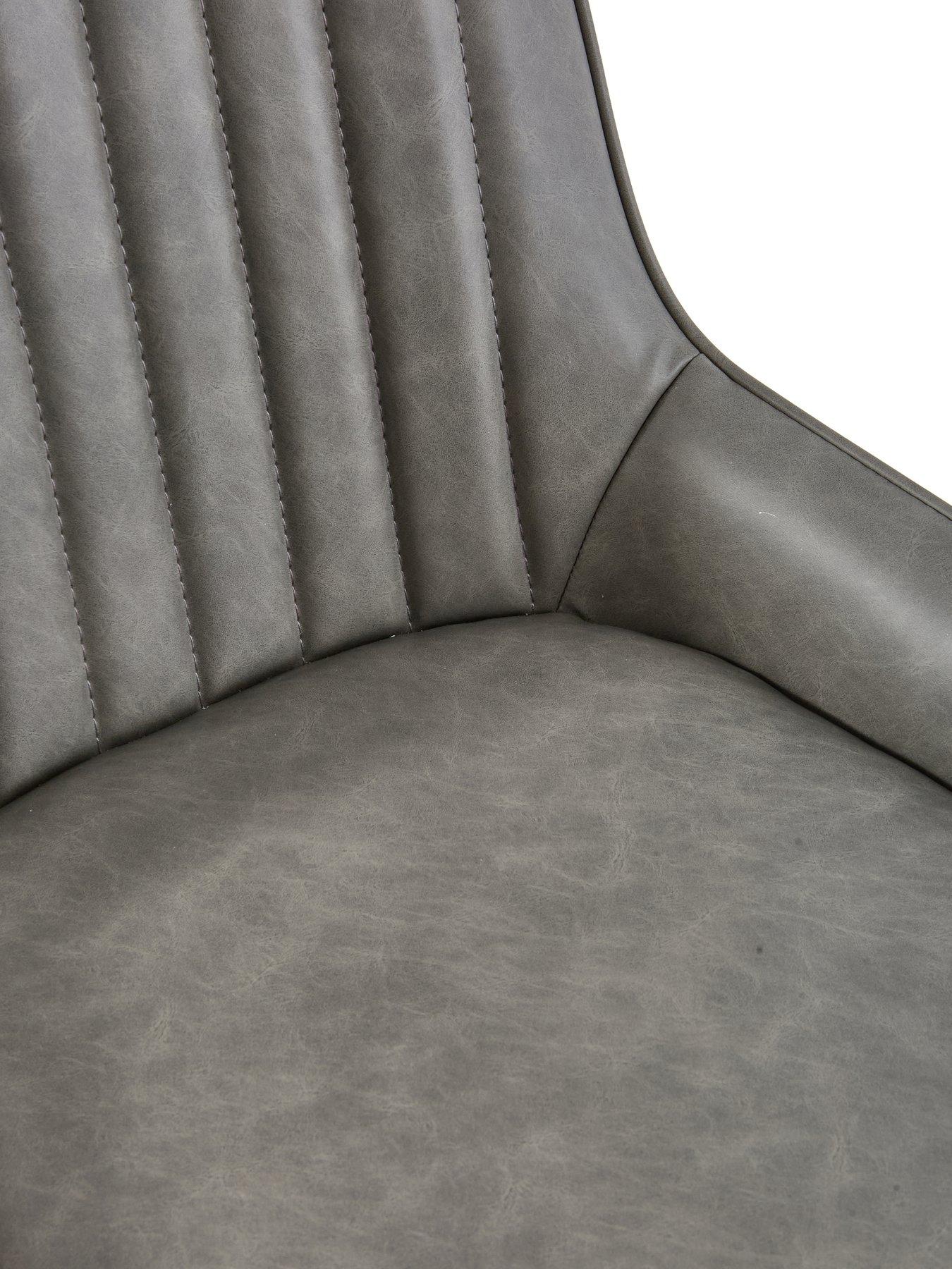  image of very-home-harlem-grey-oak-dining-table-and-6-marlow-grey-faux-leather-chairs-fscreg-certified