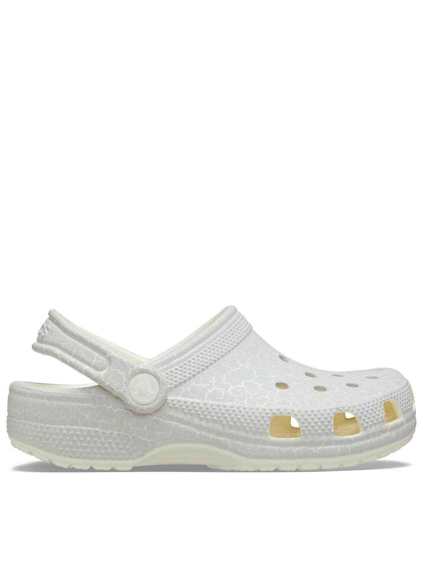 undefined Junior/Youth Classic Glow Crackle Clogs (Glow In The Dark) - White