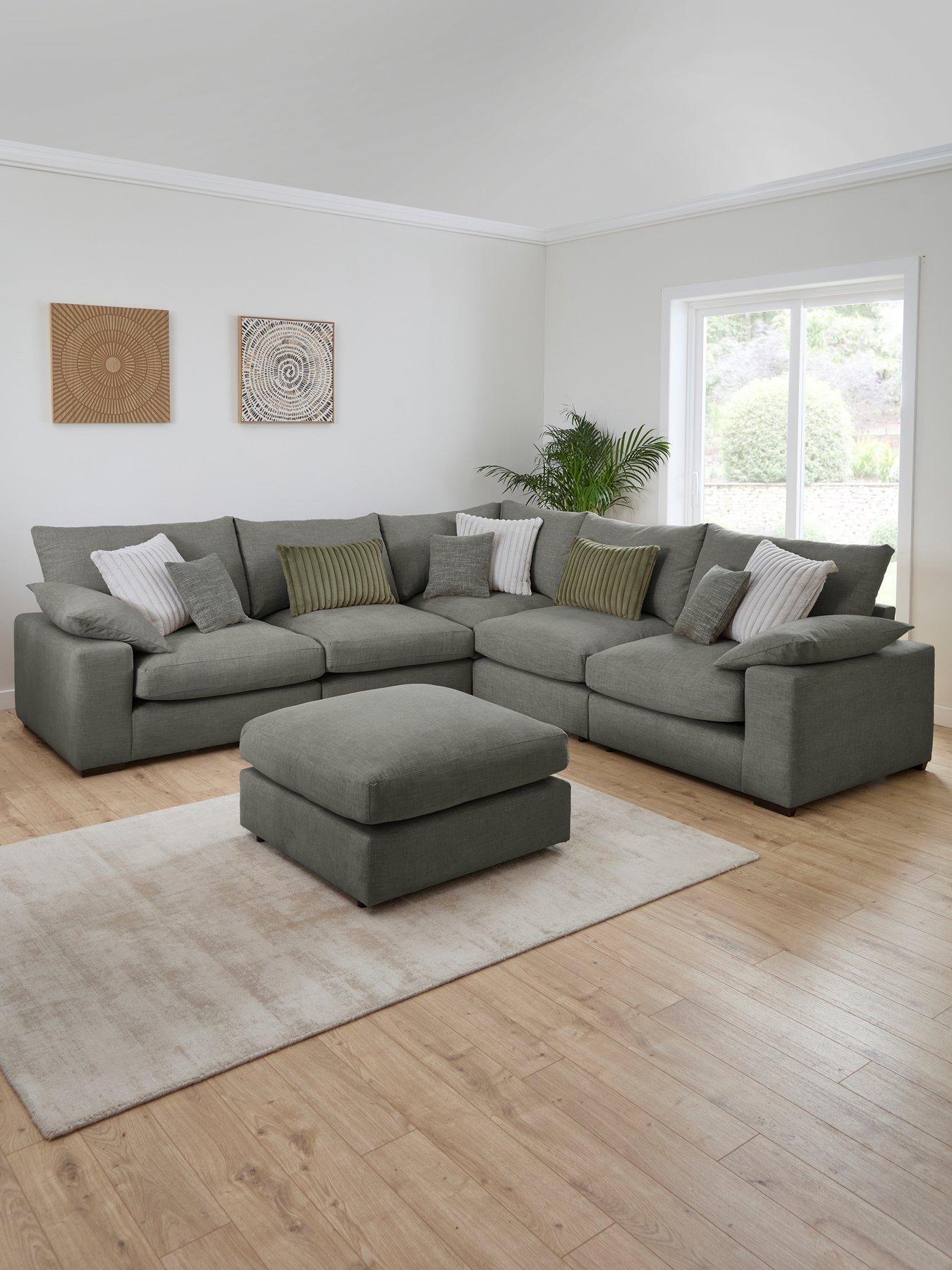 undefined Aston Double Arm Mod Corner With Footstool - Made to Order in the UK
