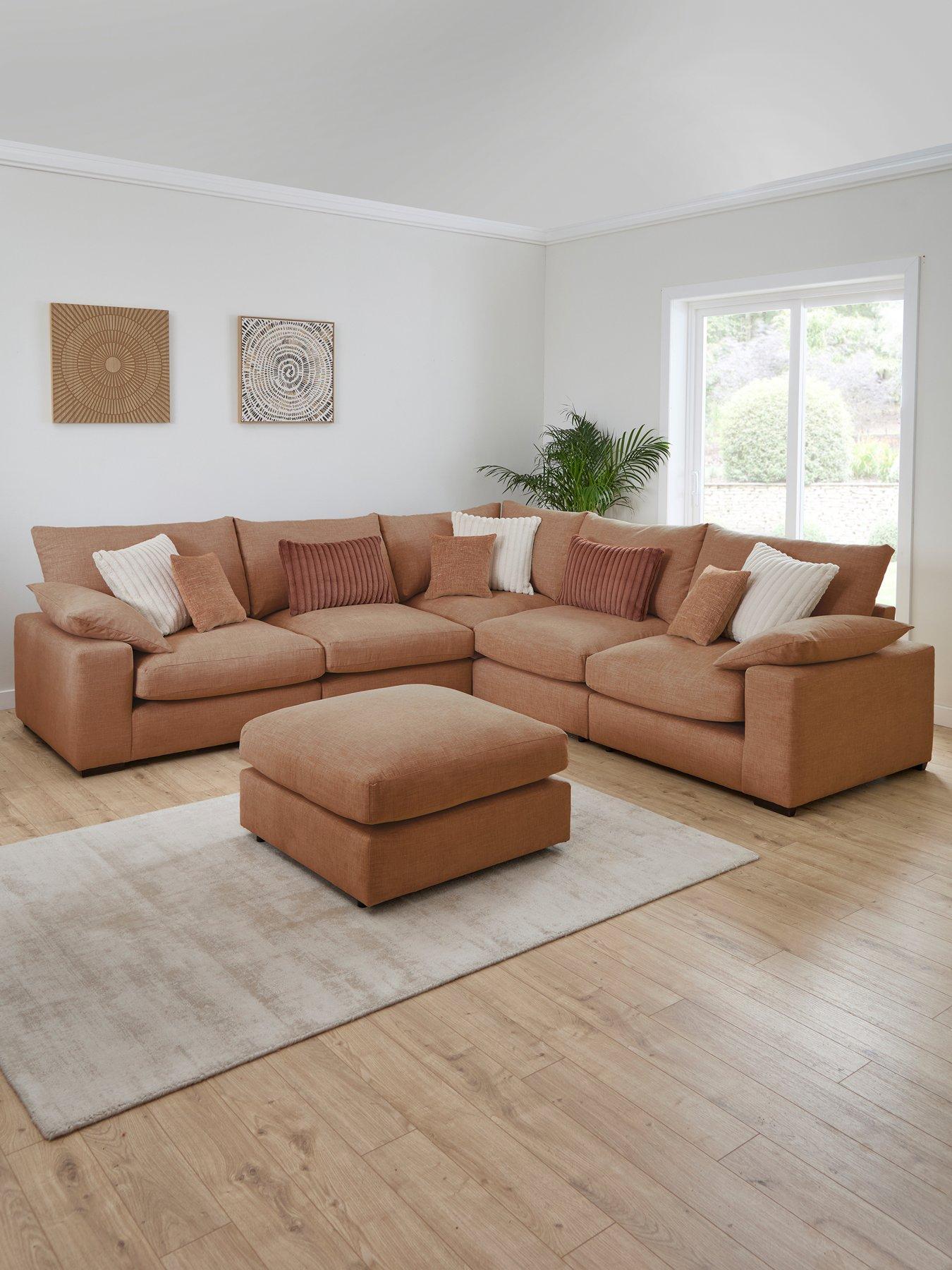 Very Home Aston Double Arm Modular Corner Sofa with Footstool - Made to Order in the UK