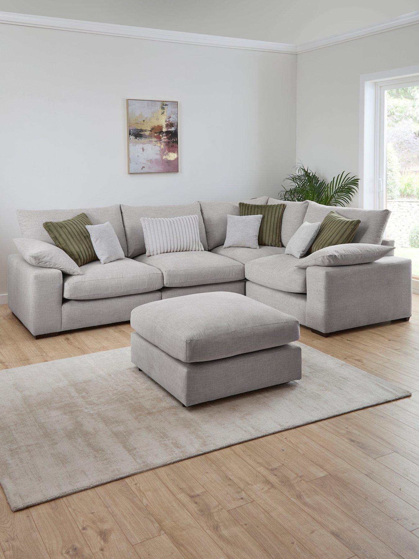 The Very Collection Aston Reversible Double Arm Modular Corner Group Sofa with Footstool - Made to Order in the UK