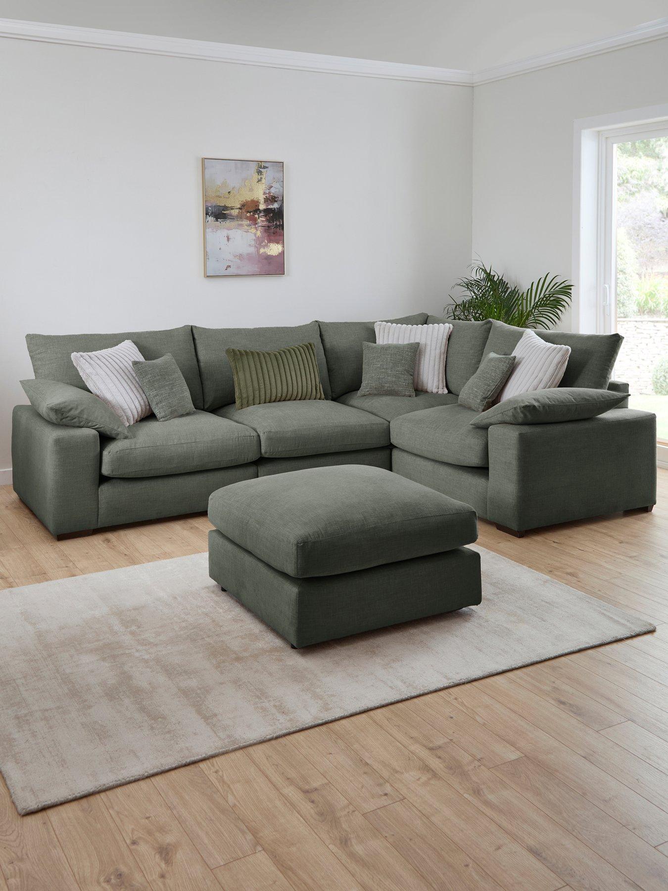 The Very Collection Aston Reversible Double Arm Modular Corner Group Sofa with Footstool - Made to Order in the UK