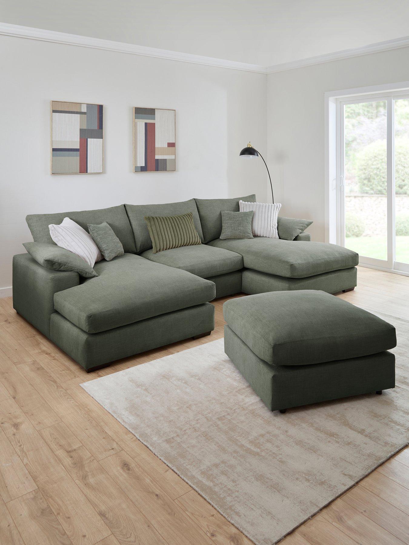The Very Collection Aston U-shape Fabric Modular Sofa with Footstool - Made to Order in the UK