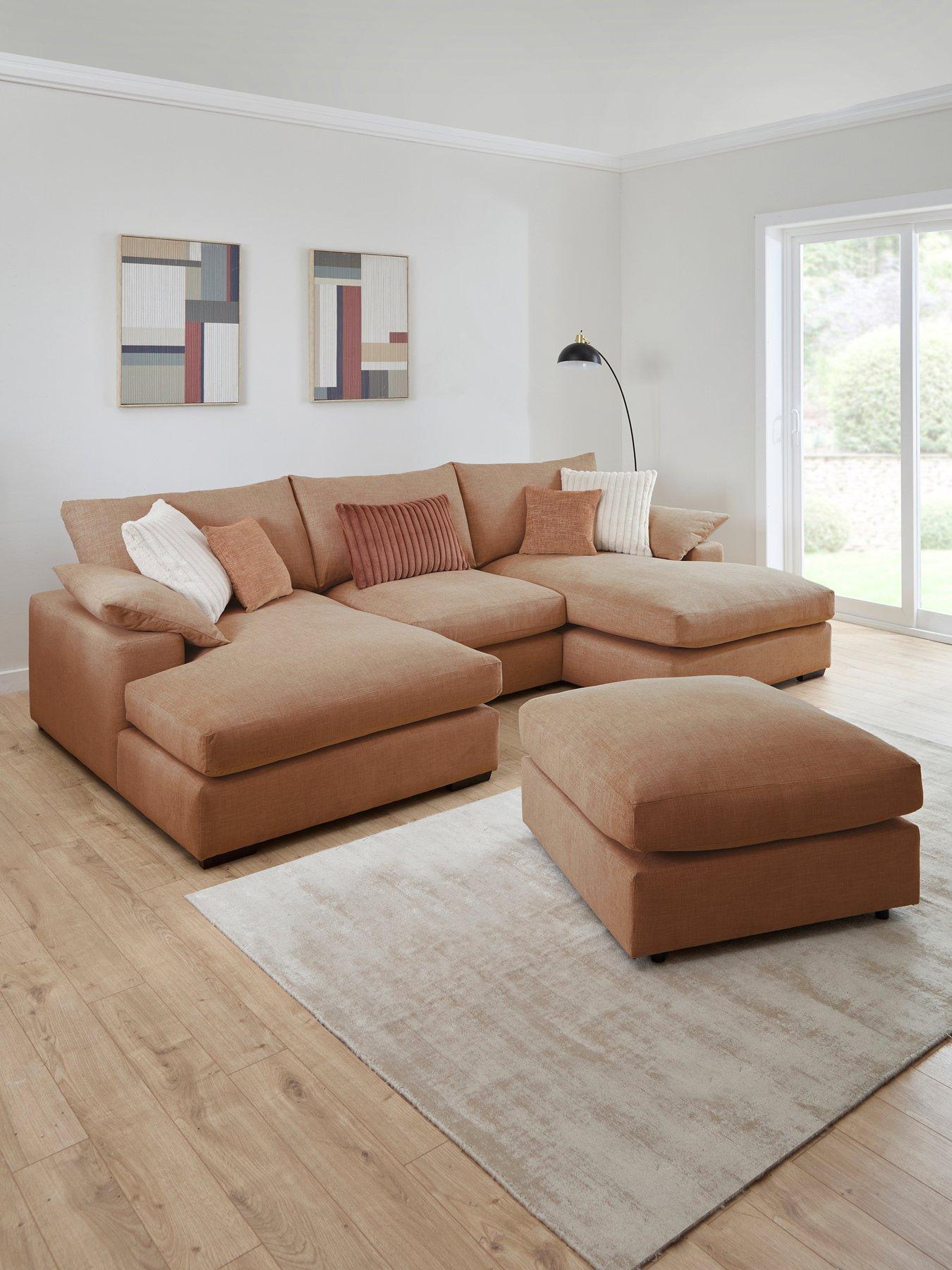The Very Collection Aston U-shape Fabric Modular Sofa with Footstool - Made to Order in the UK