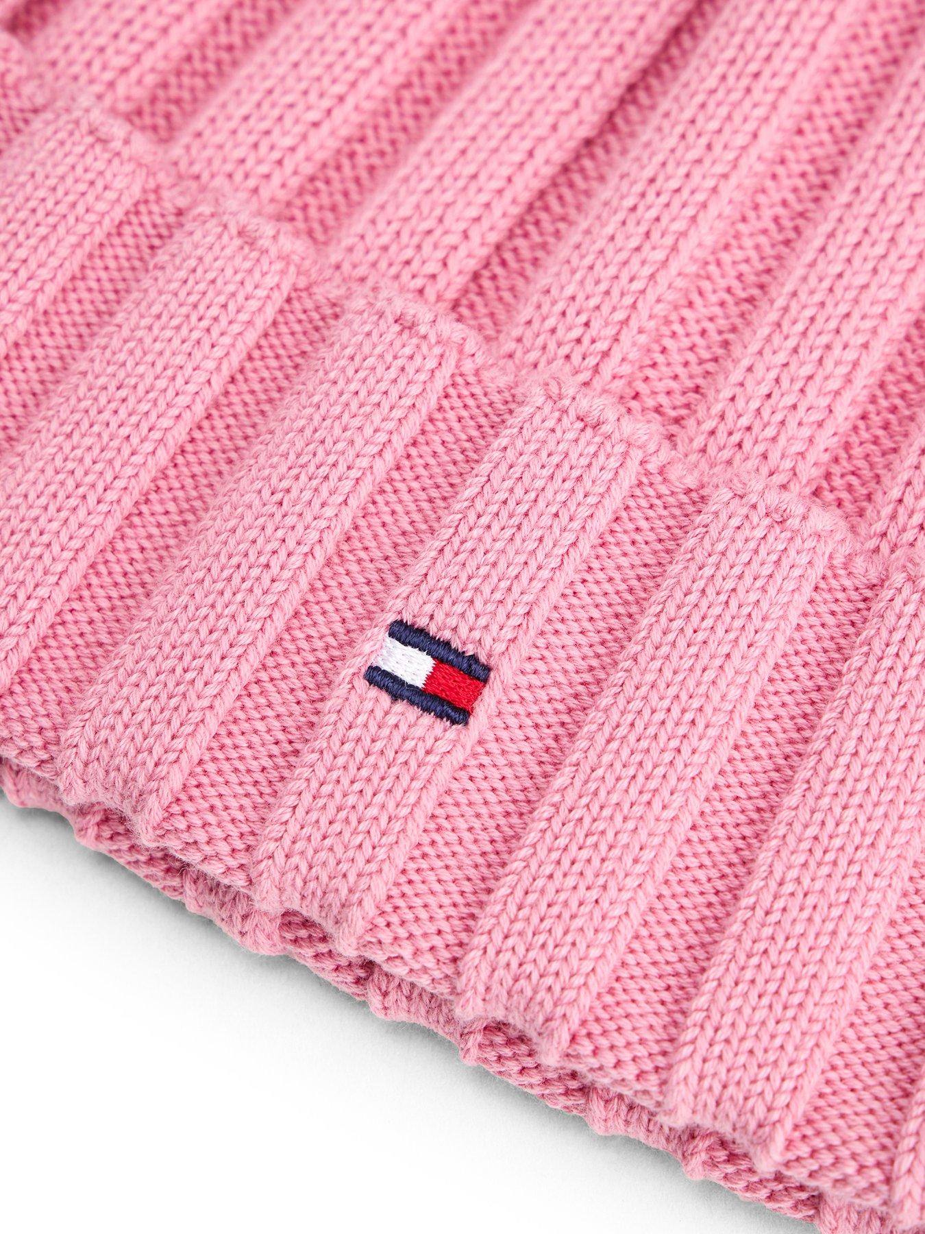  image of tommy-hilfiger-kids-small-flag-beanie-mystic-pink
