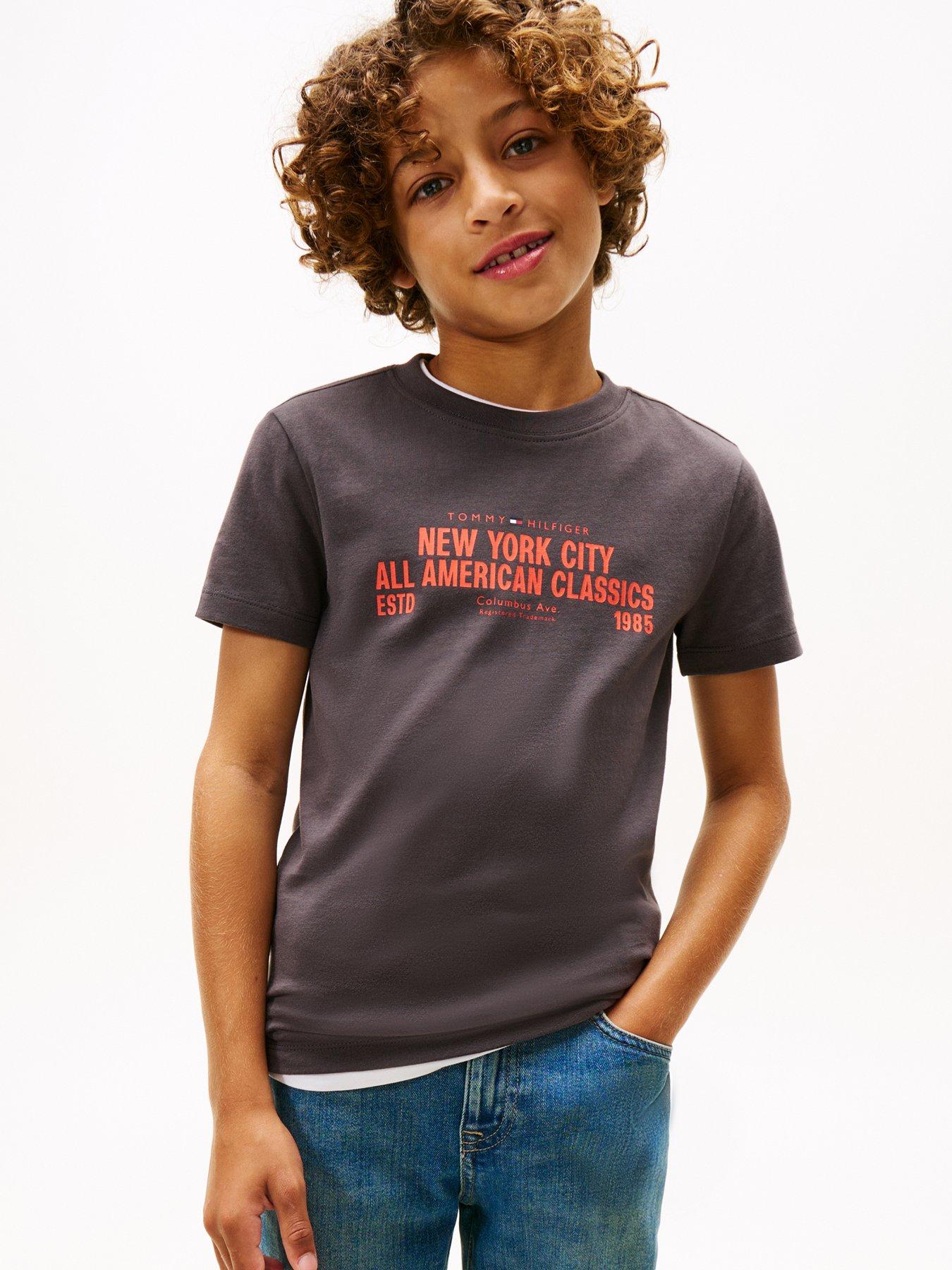 undefined Boys NYC Print Graphic Short Sleeve T-Shirt - Washed Black