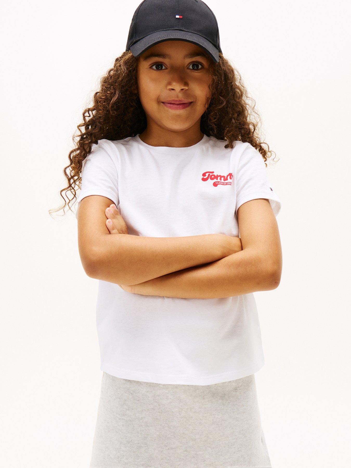 undefined Girls Graphic Flock Short Sleeve T-Shirt - White