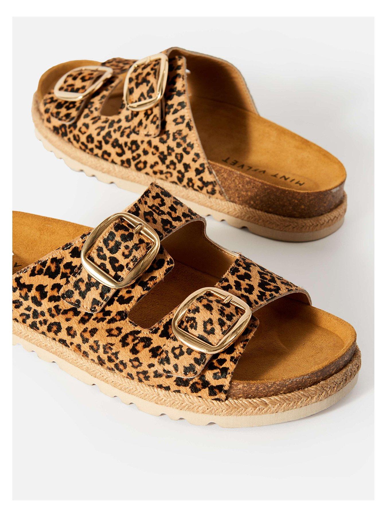 Image 3 of 5 of Mint Velvet Holly Leopard Sliders - Beige
