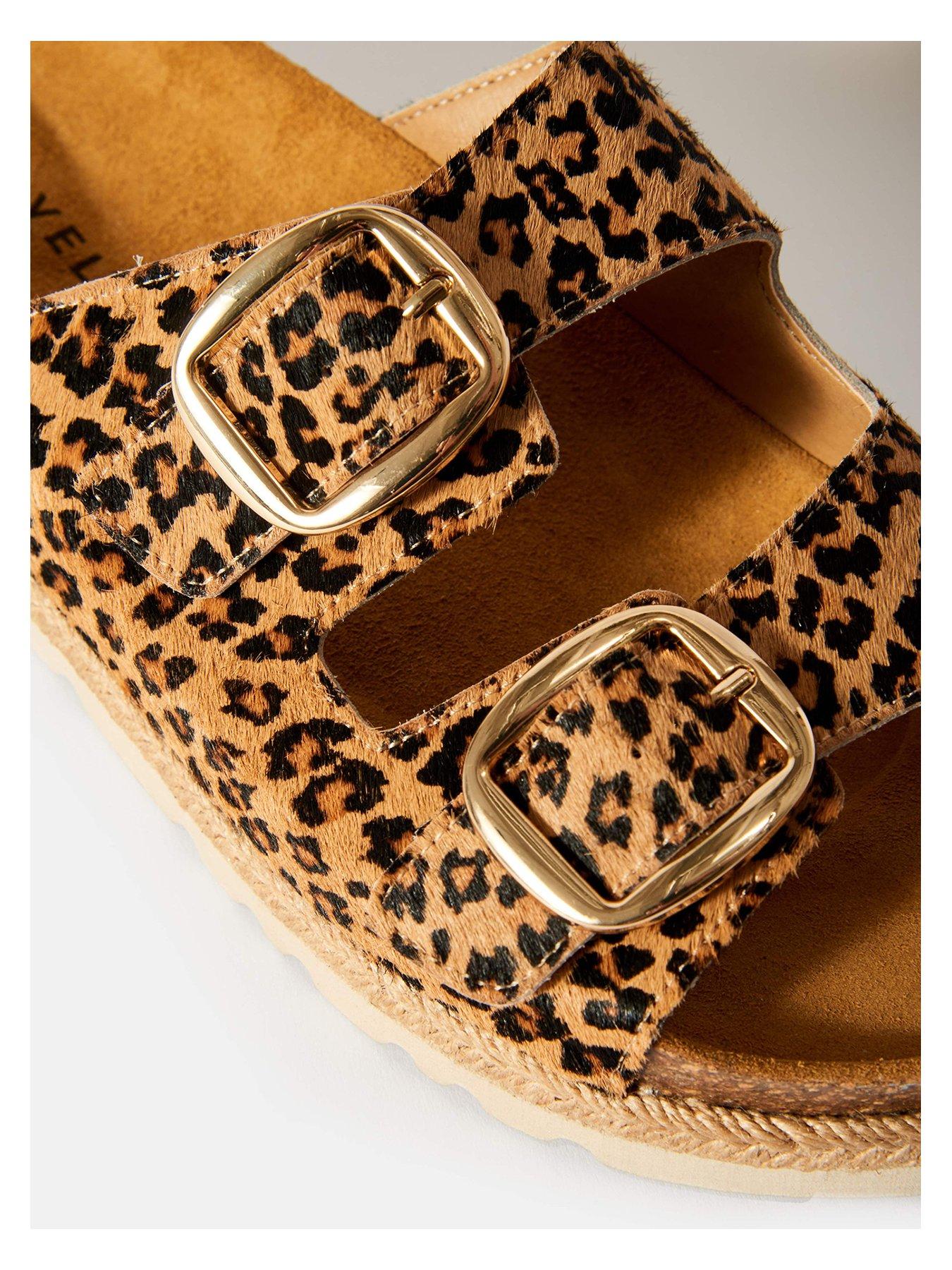 Image 4 of 5 of Mint Velvet Holly Leopard Sliders - Beige