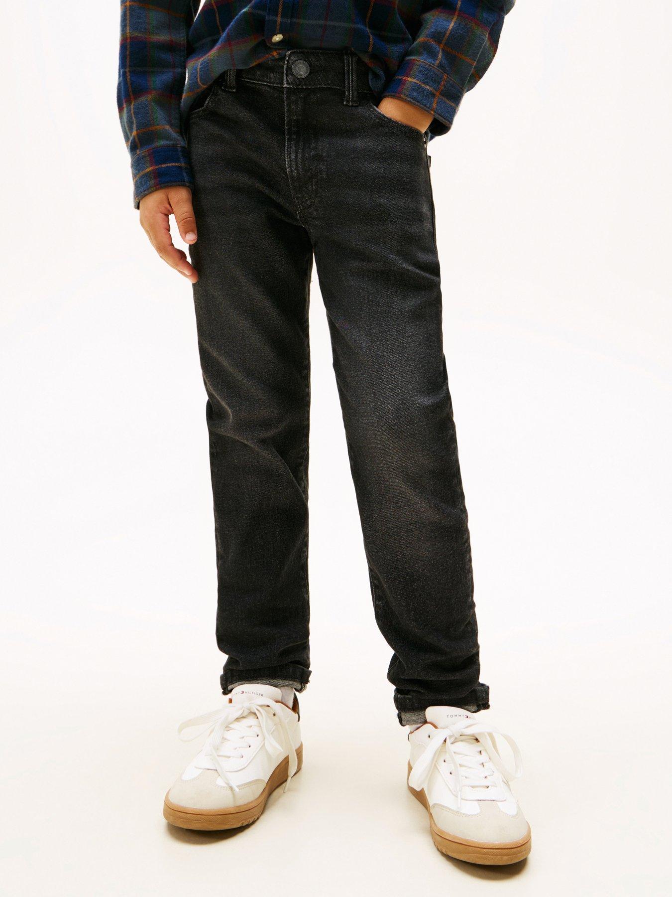 undefined Boys Modern Straight Washed Blk Denim Jeans - Denim Washed Black