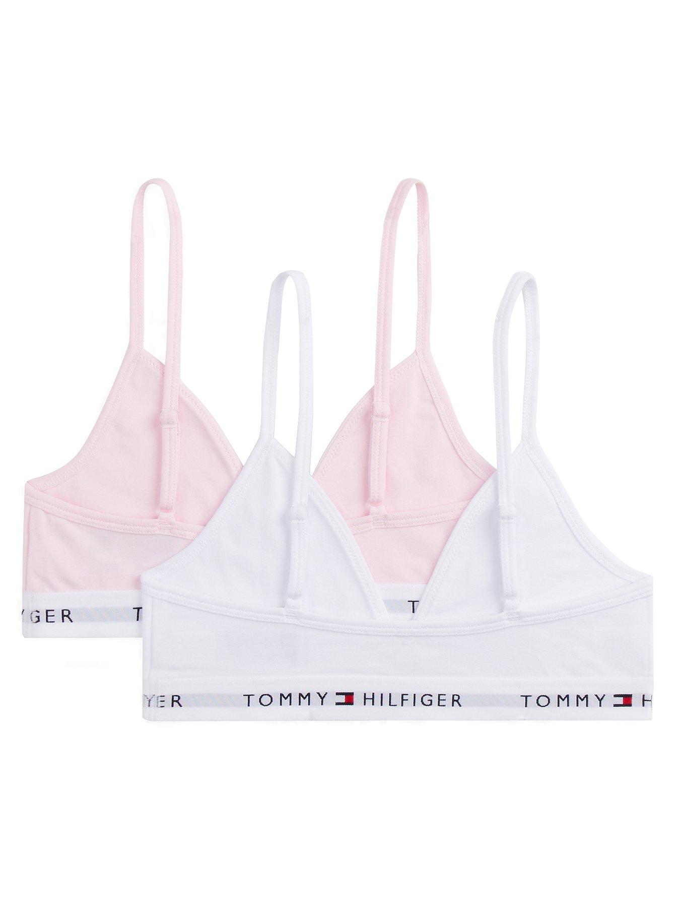 Image 2 of 2 of Tommy Hilfiger Girls 2 Pack Triangle Bralette - Light Pink / White