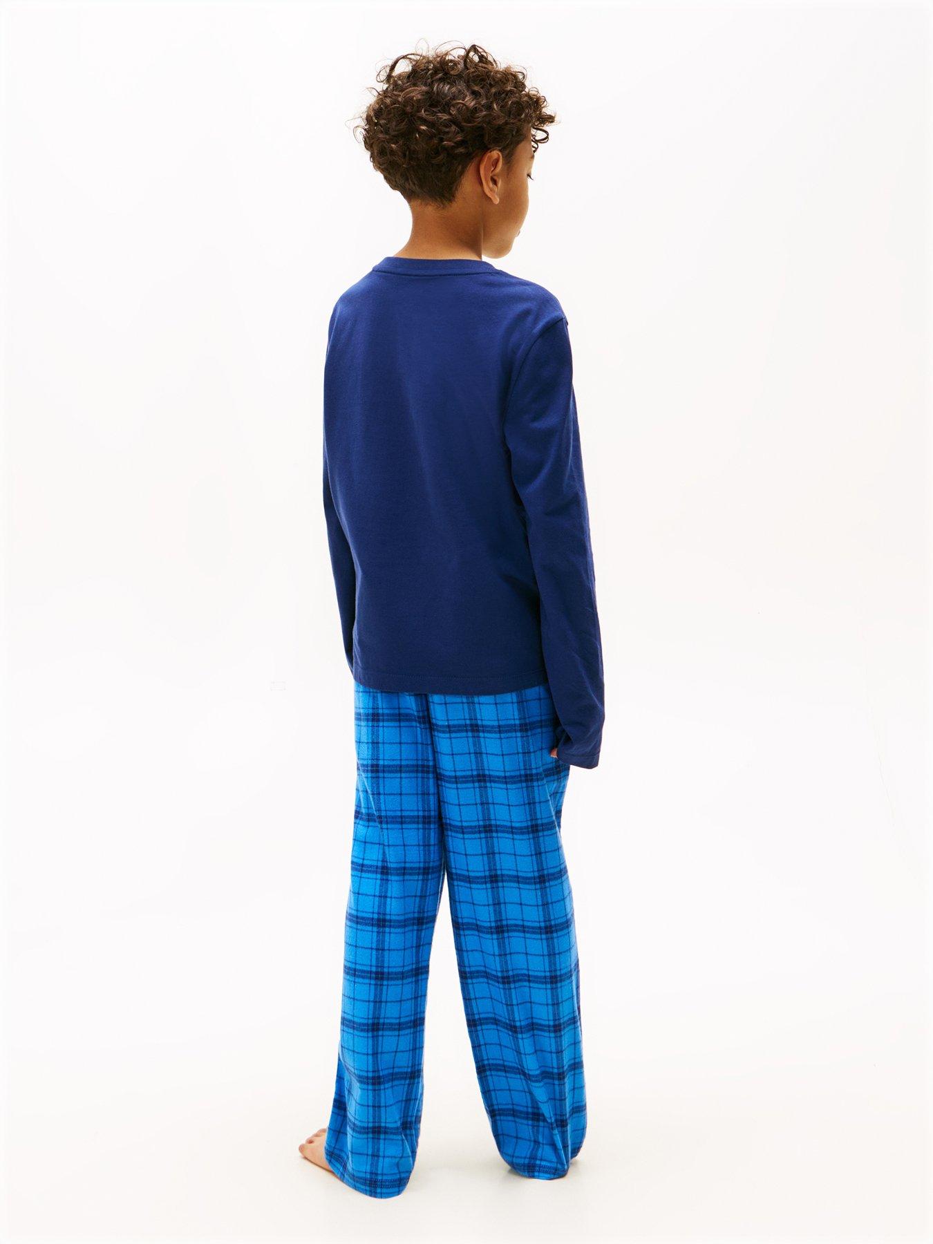 Image 2 of 6 of Tommy Hilfiger Boys Long Sleeve Flannel Print Pyjama Set - Navy