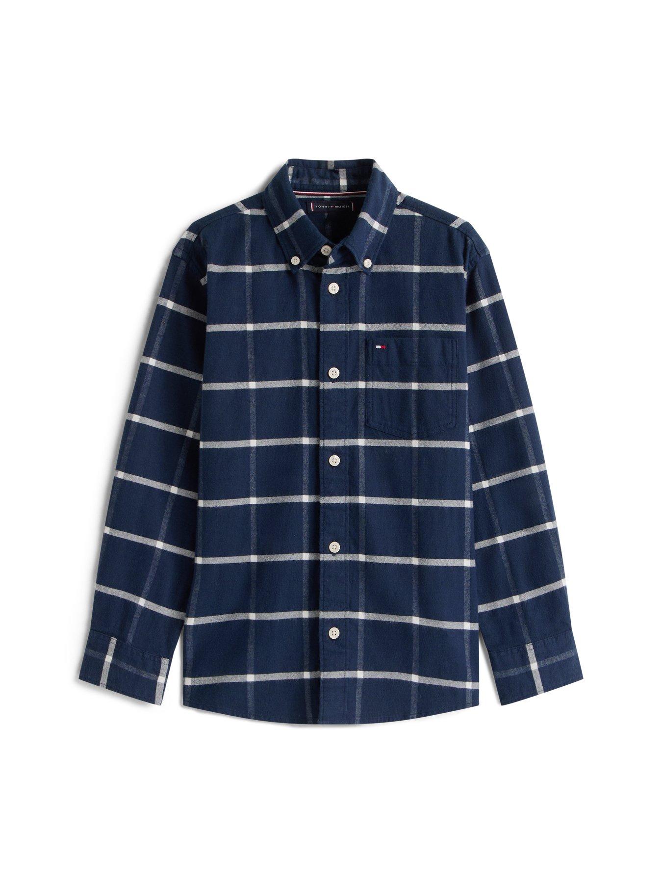 Tommy Hilfiger Boys Window Pane Check Long Sleeve Shirt - Check - Black ...