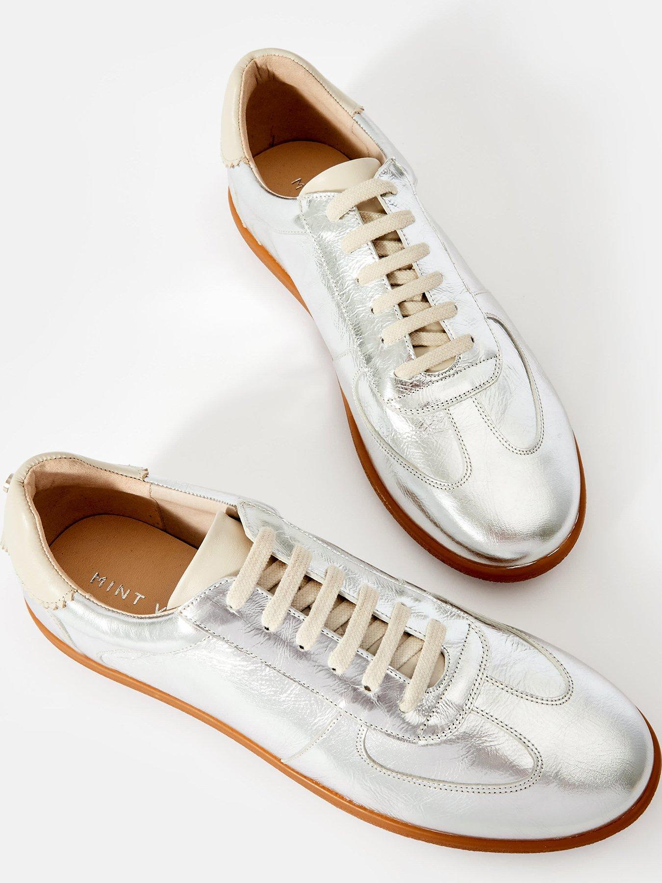 Image 3 of 5 of Mint Velvet Mia Lace Up Trainer - Silver