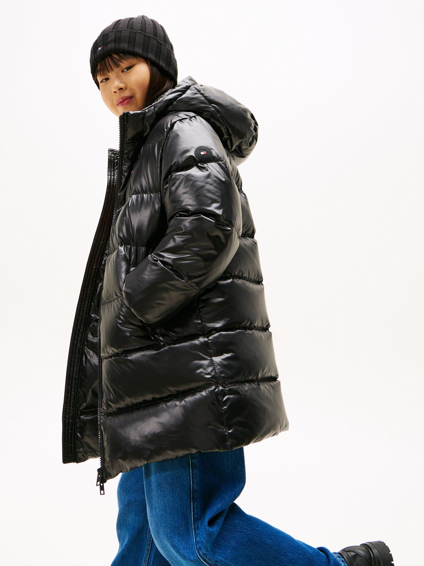  image of tommy-hilfiger-girls-essential-long-down-jacket-black