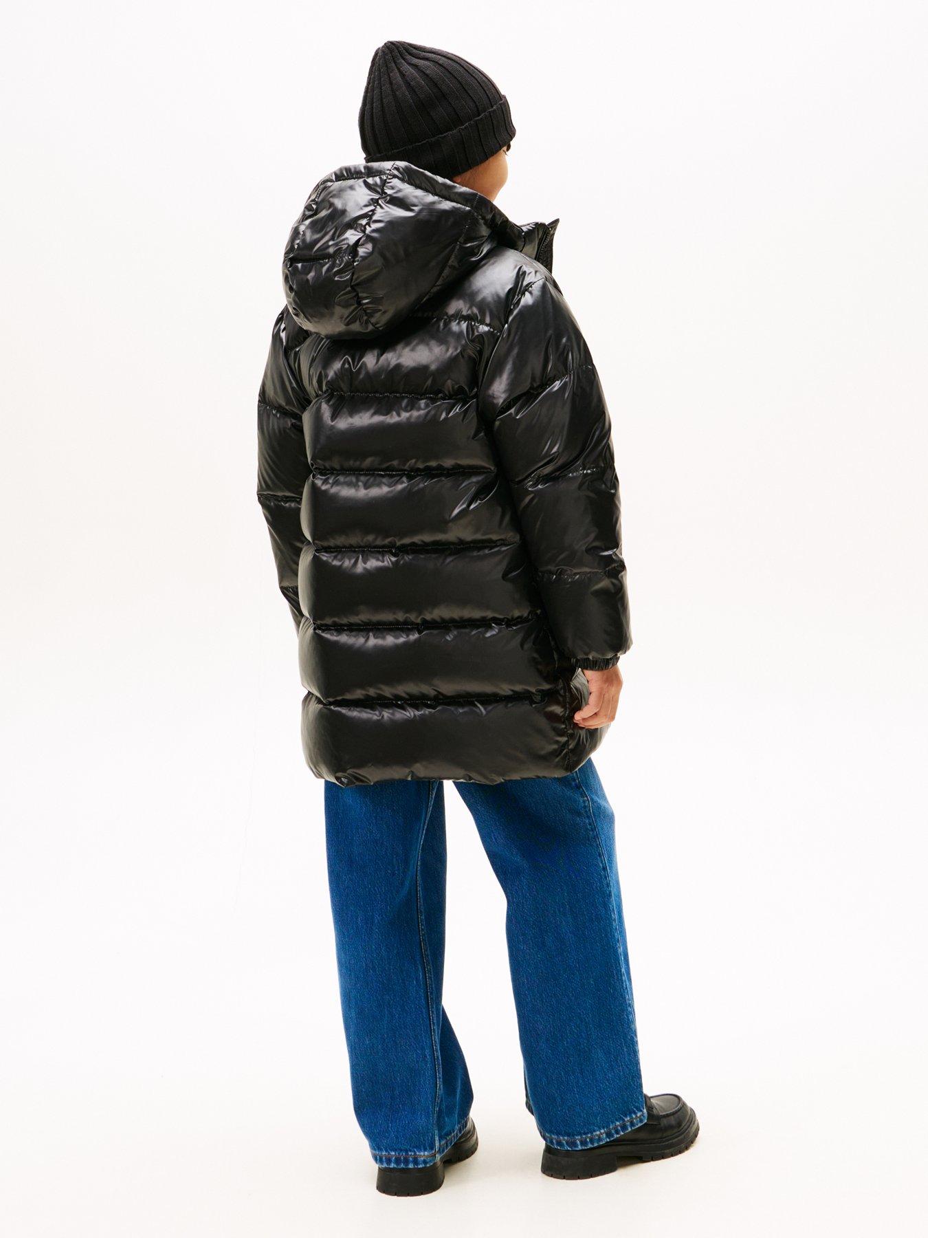  image of tommy-hilfiger-girls-essential-long-down-jacket-black