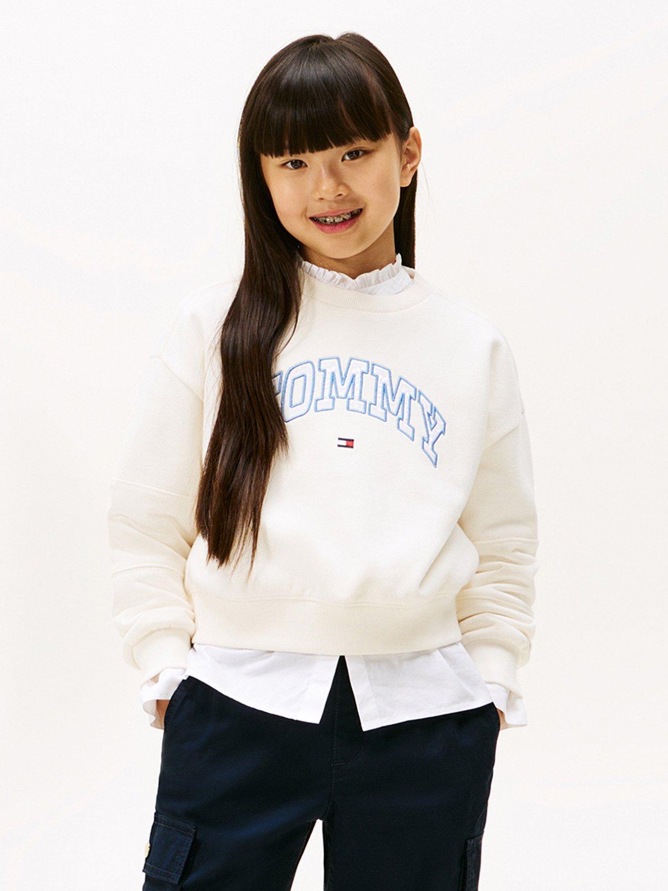 Image 1 of 4 of Tommy Hilfiger Girls Varsity Sweatshirt - Ivory Silk