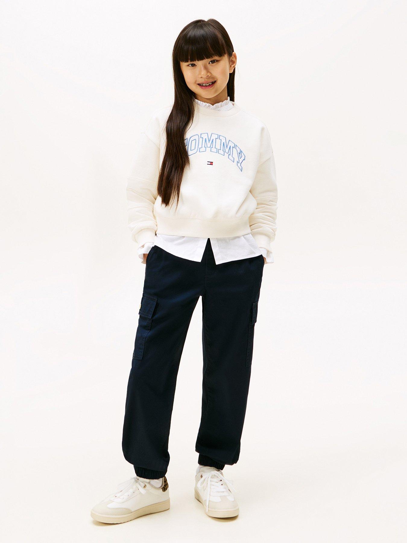 Image 3 of 4 of Tommy Hilfiger Girls Varsity Sweatshirt - Ivory Silk