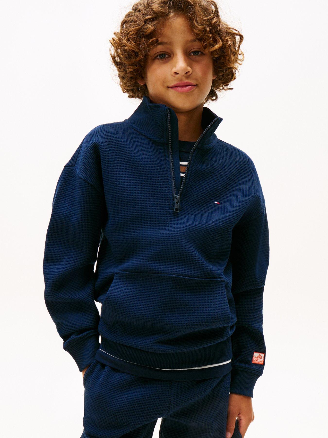 Tommy Hilfiger Boys Texture Half Zip Sweatshirt - Dark Navy