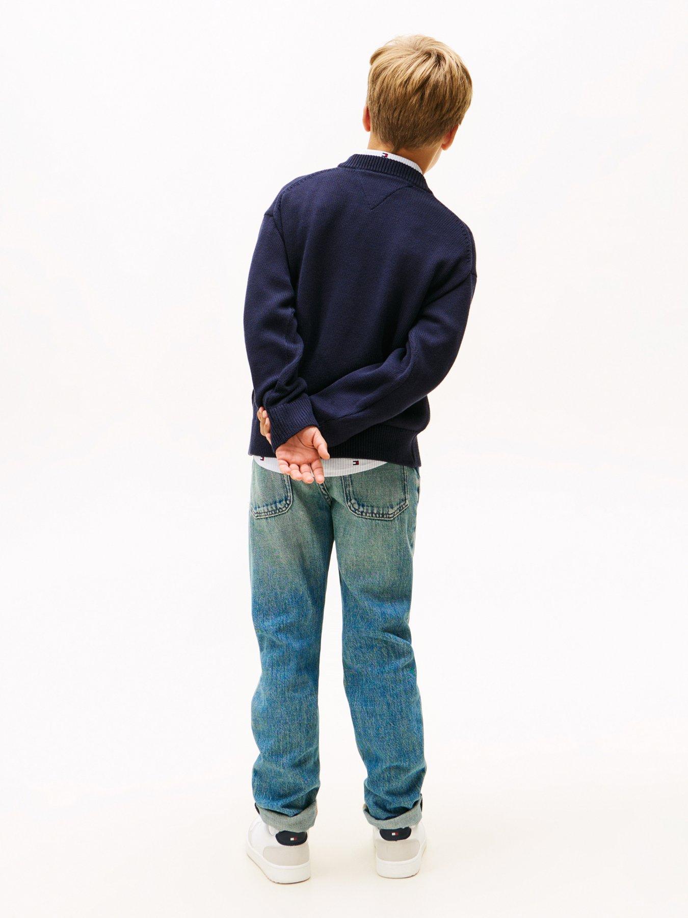 Image 3 of 5 of Tommy Hilfiger Boys Wool Crest Crew Neck Sweater - Navy