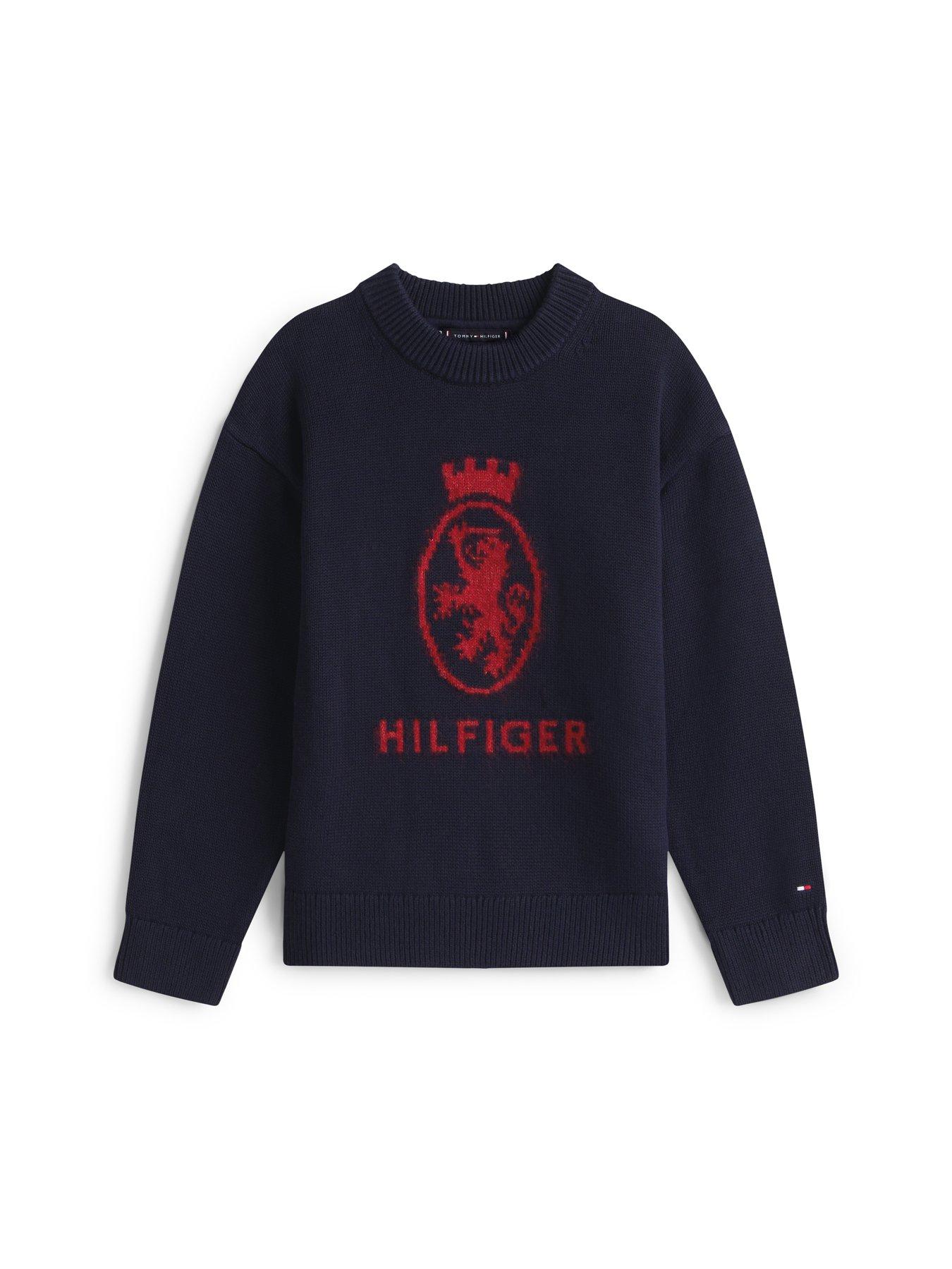 Image 5 of 5 of Tommy Hilfiger Boys Wool Crest Crew Neck Sweater - Navy