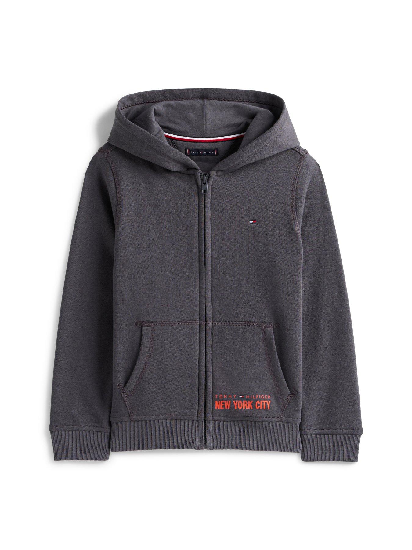 Image 1 of 1 of Tommy Hilfiger Boys Nyc Print Zip Through Hoodie - Washed Black