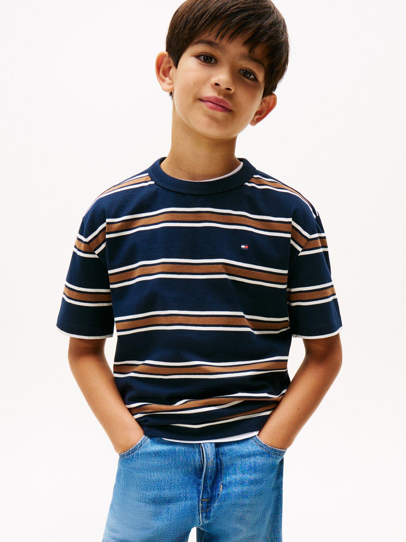  image of tommy-hilfiger-boys-cotton-stripe-short-sleeve-t-shirt-stripe