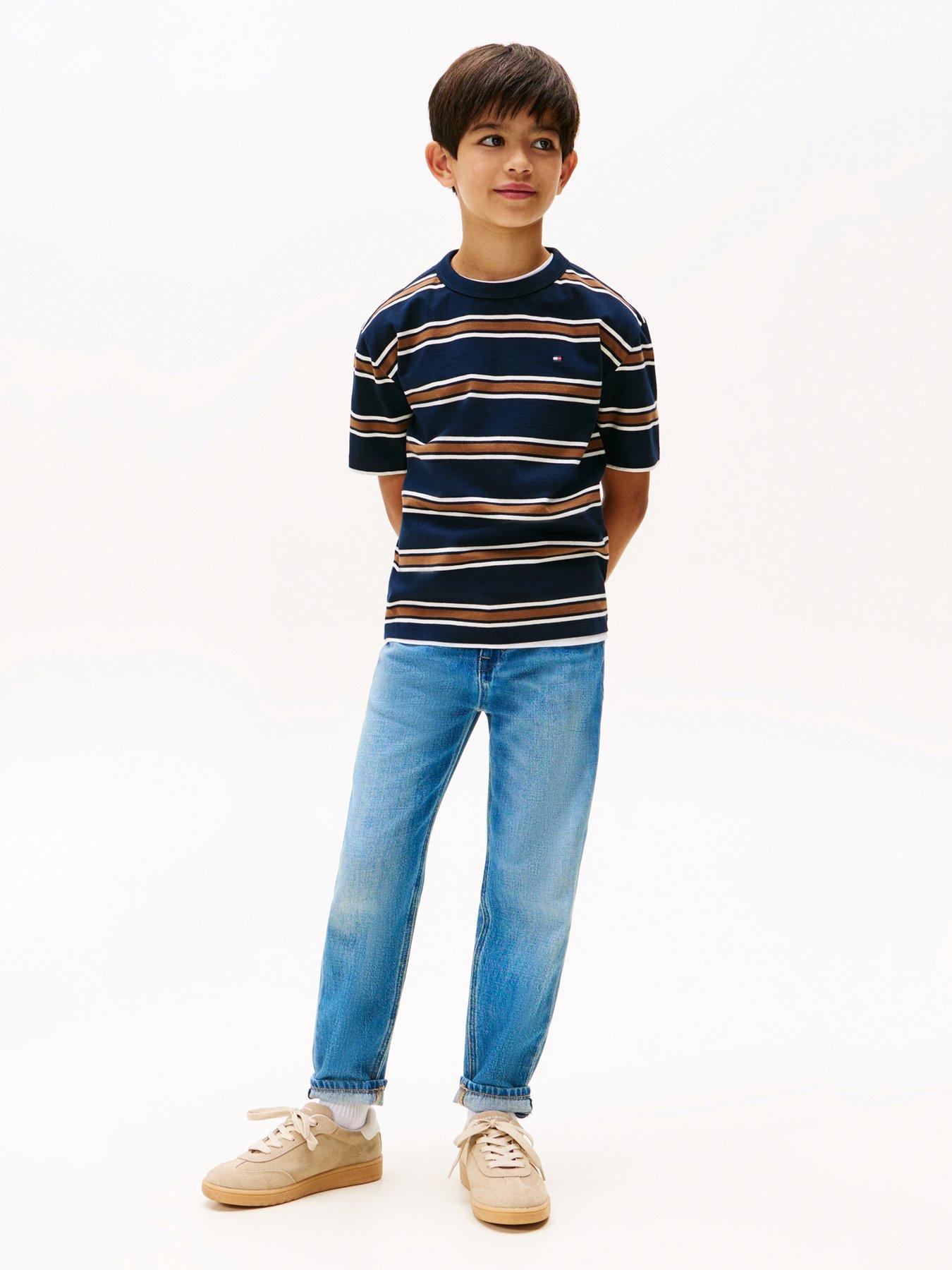  image of tommy-hilfiger-boys-cotton-stripe-short-sleeve-t-shirt-stripe