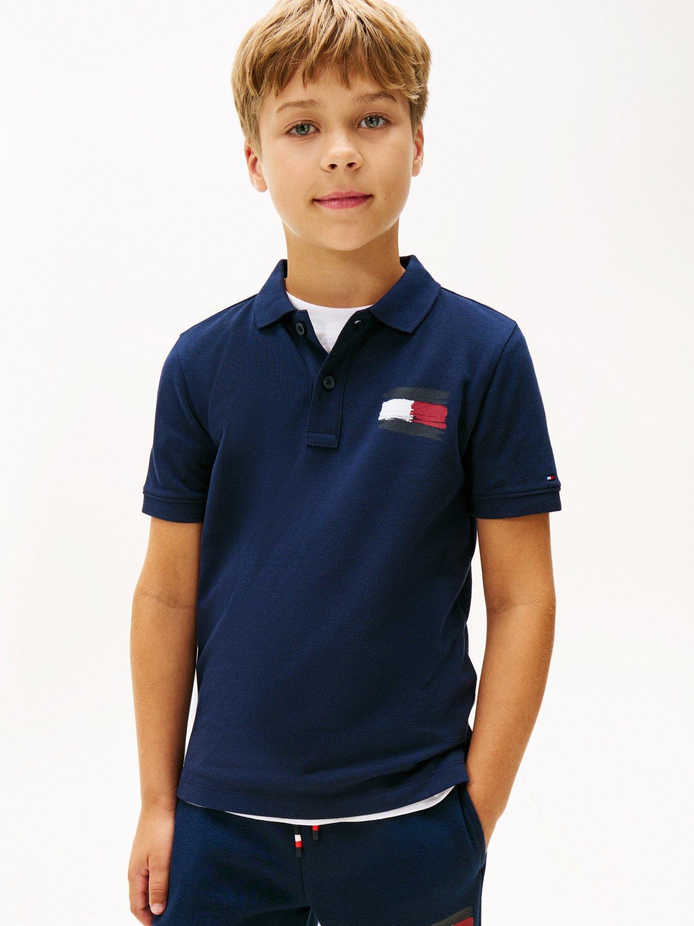 undefined Boys Flag Short Sleeve Polo Shirt - Dark Navy