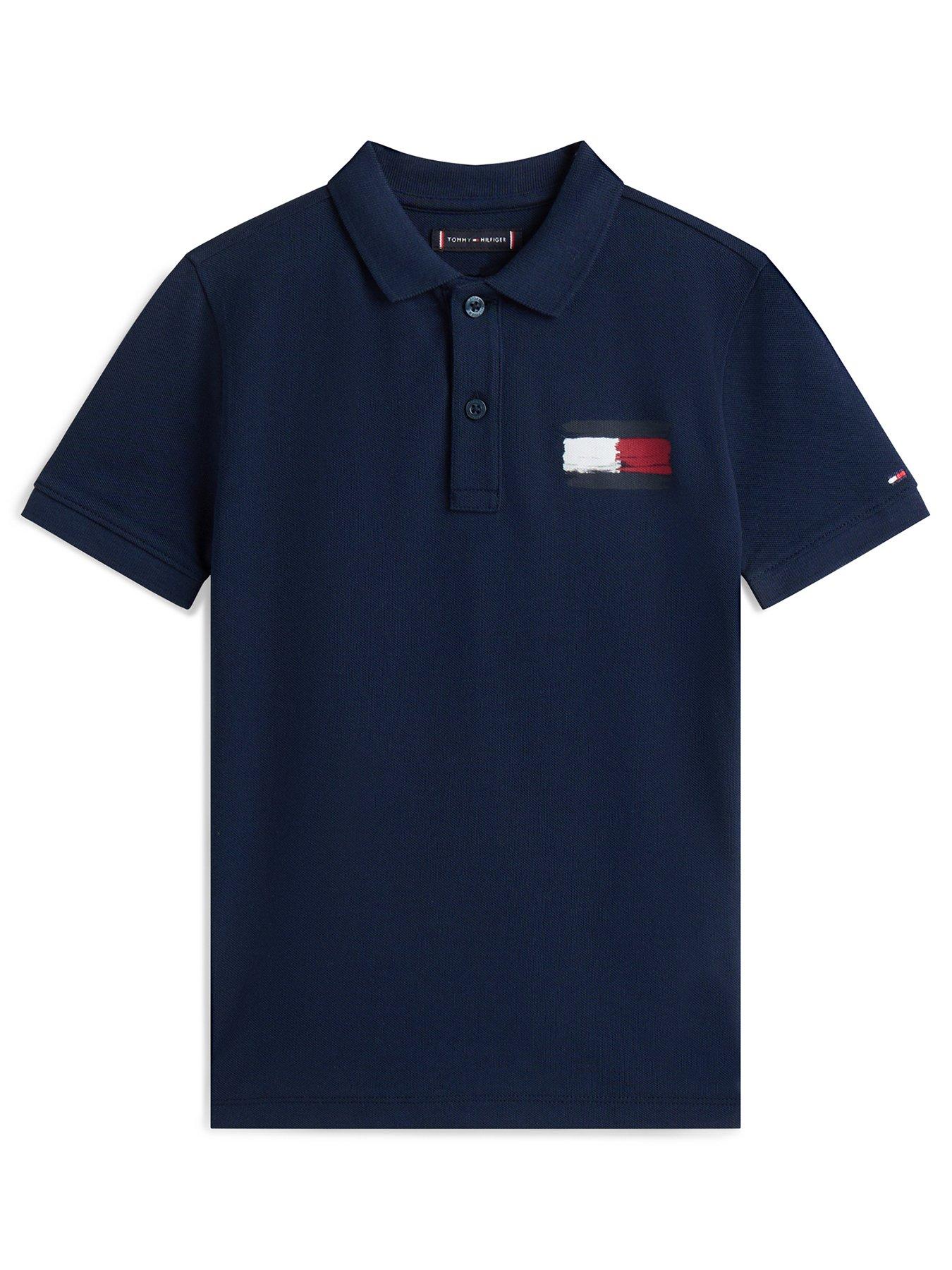 Image 2 of 5 of Tommy Hilfiger Boys Flag Short Sleeve Polo Shirt - Dark Navy
