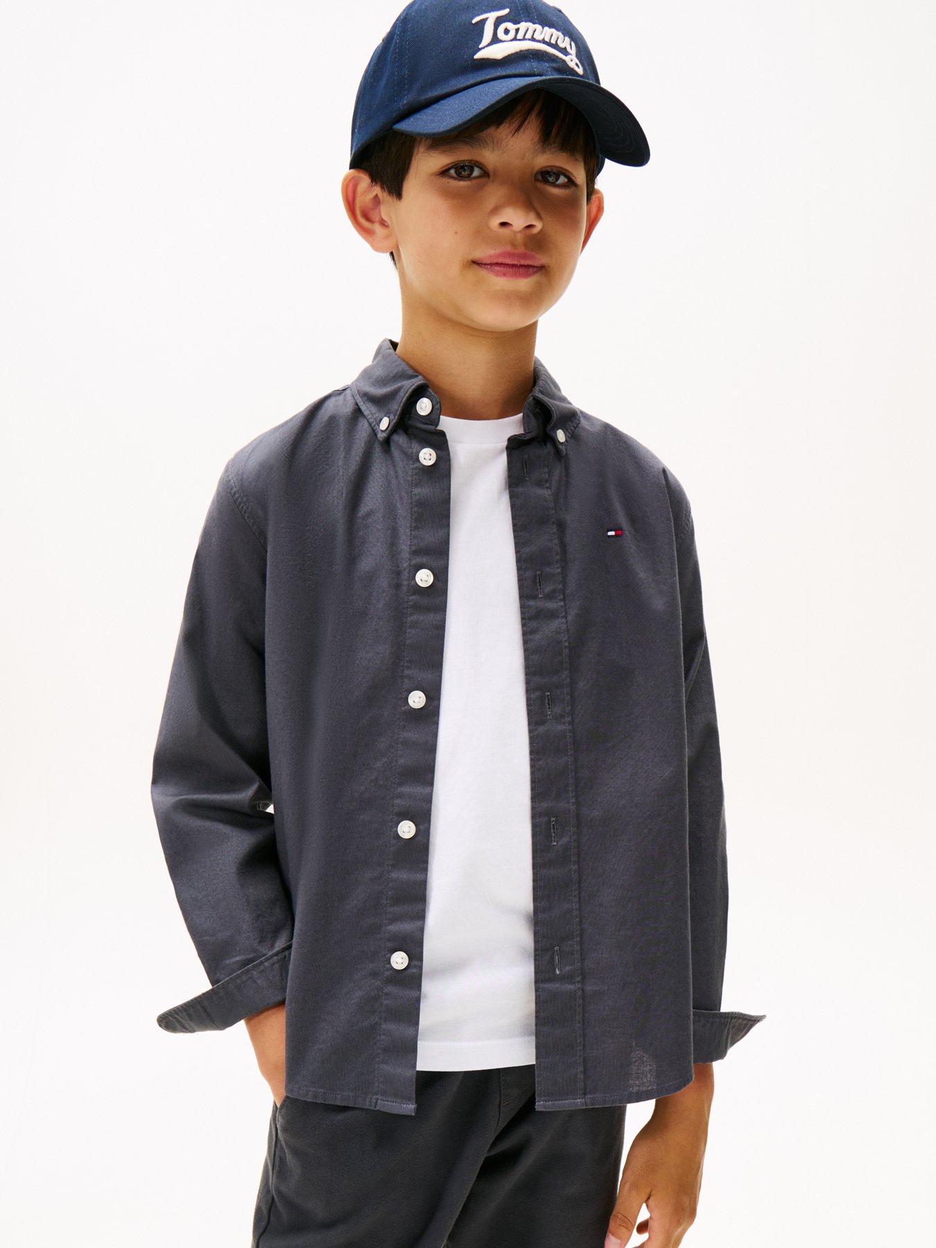 Tommy Hilfiger Boys Flag Oxford Long Sleeve Shirt - Washed - Black