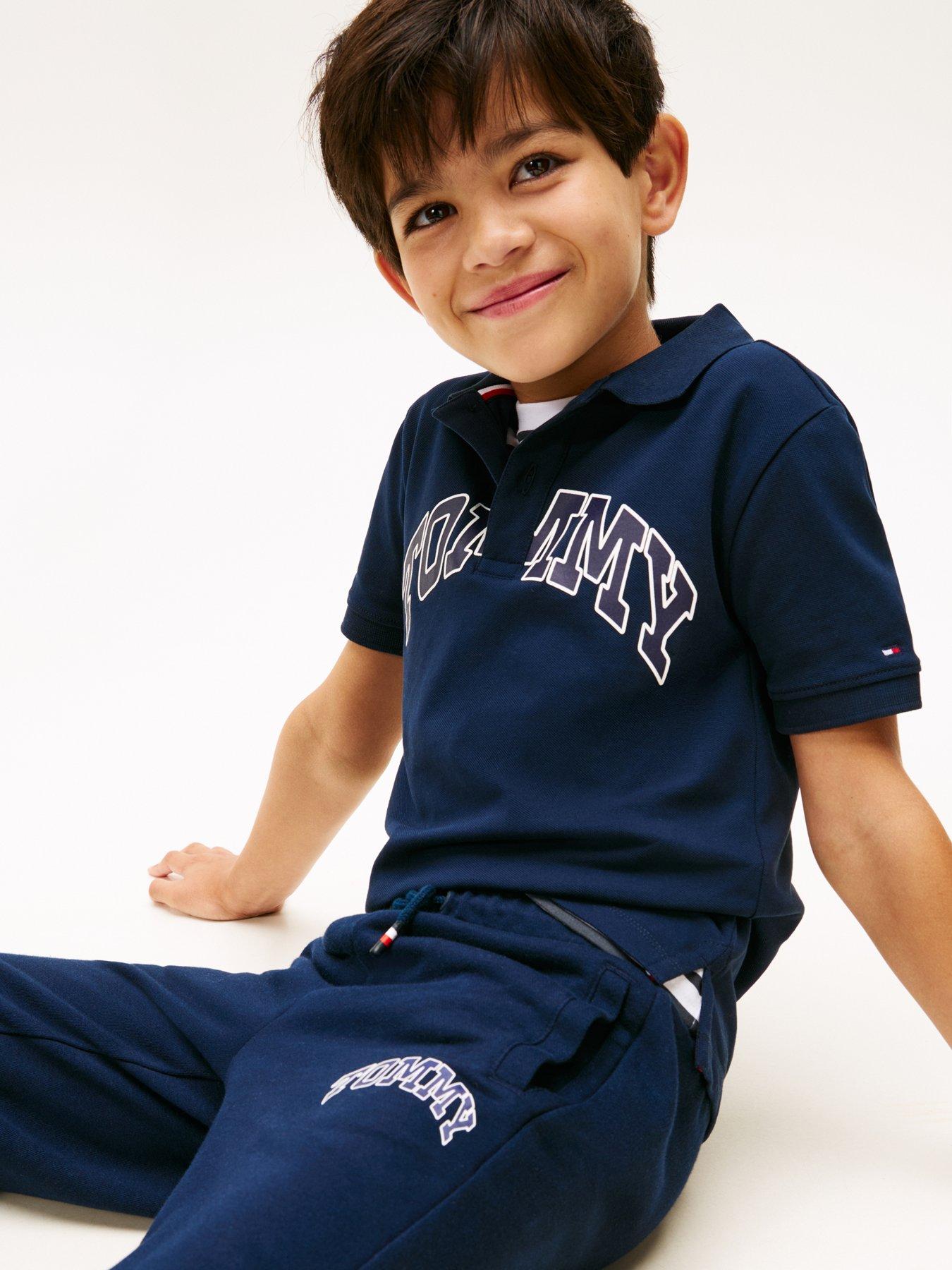 Image 4 of 5 of Tommy Hilfiger Boys Varsity Raised Print Sweatpants - Night Navy