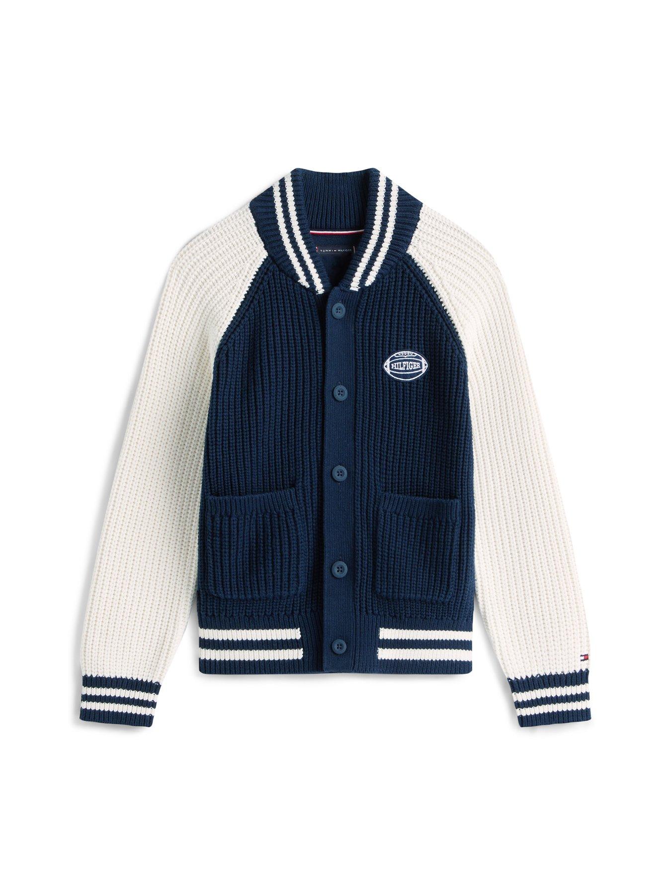 Image 5 of 5 of Tommy Hilfiger Boys Colourblock Bomber Cardigan - Night Navy