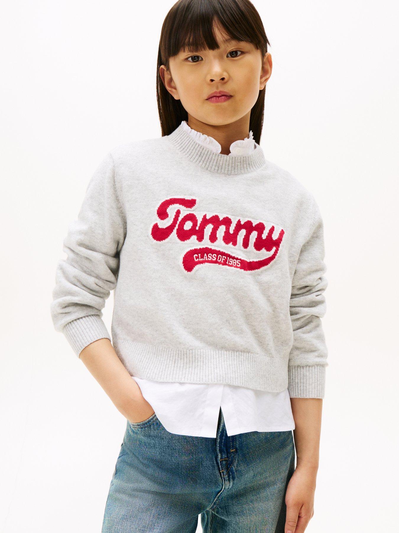 Image 1 of 4 of Tommy Hilfiger Girls Logo Sweater - Heather