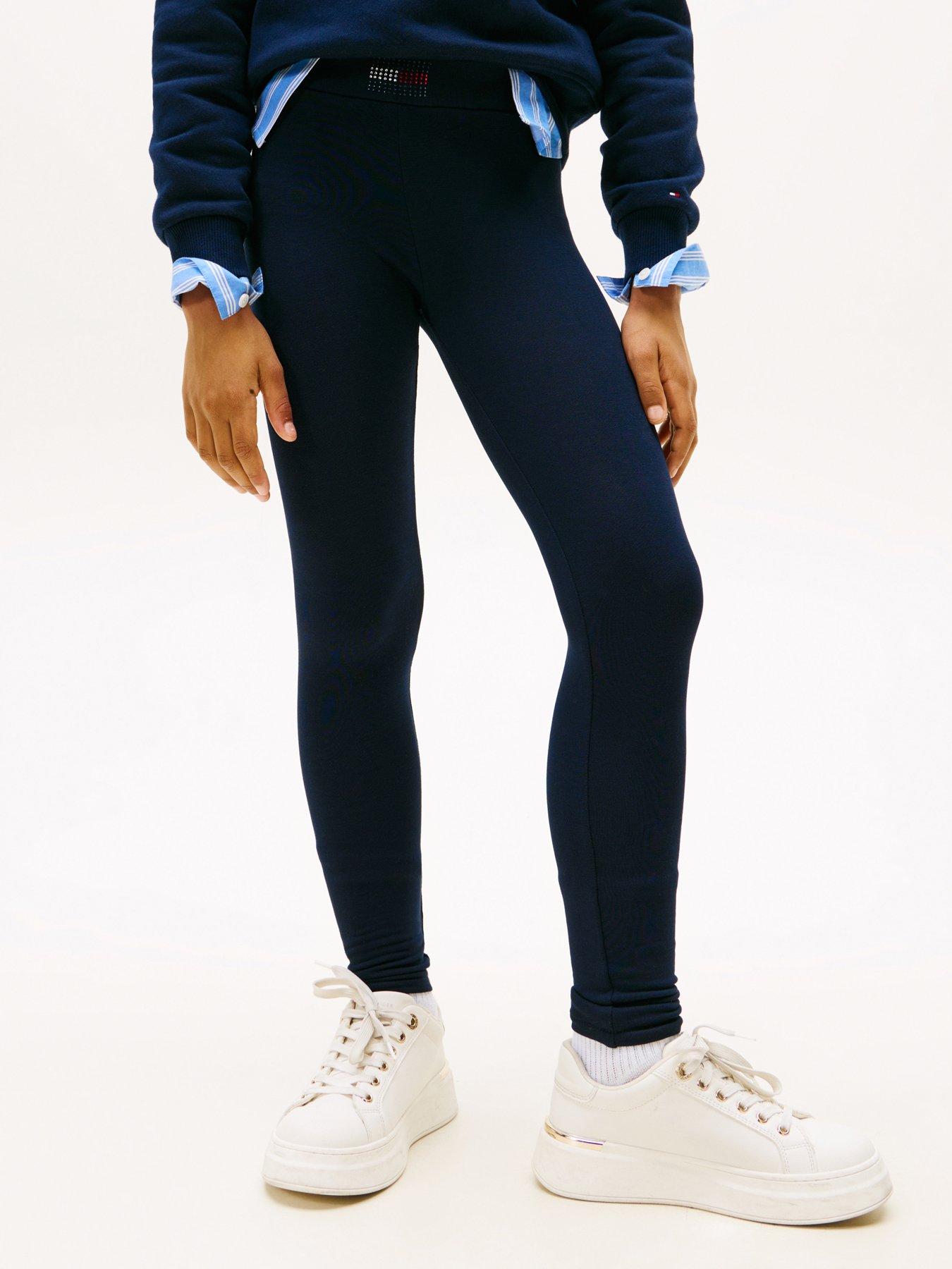 Image 1 of 5 of Tommy Hilfiger Girls Rhine Stone Legging - Night Navy