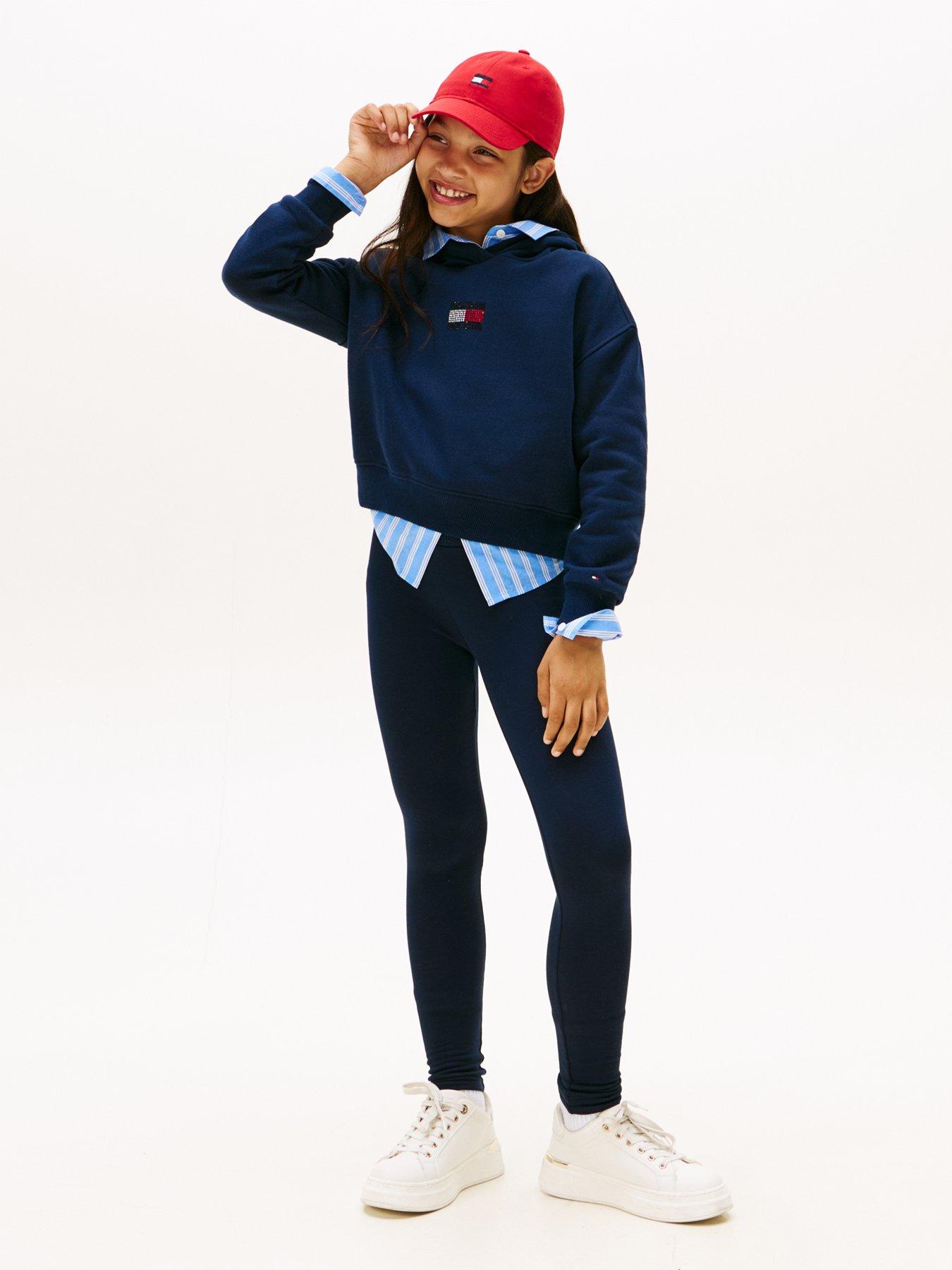 Image 3 of 5 of Tommy Hilfiger Girls Rhine Stone Legging - Night Navy