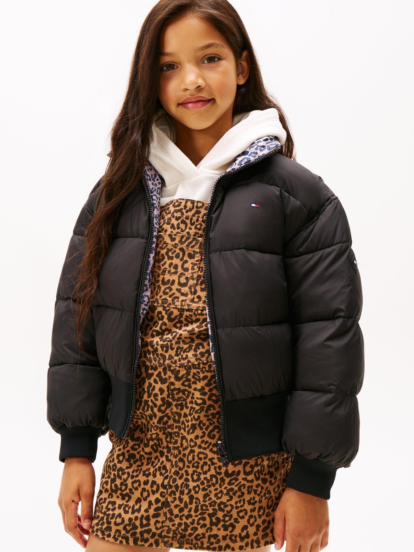 undefined Girls Reversible Padded Bomber Jacket - Black Aop