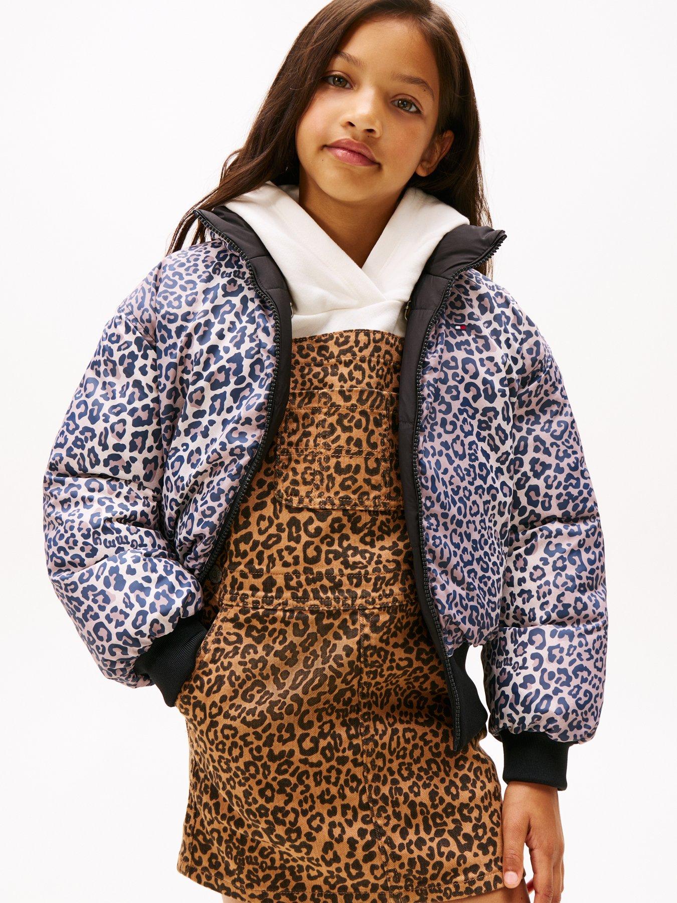 Image 4 of 6 of Tommy Hilfiger Girls Reversible Padded Bomber Jacket - Black Aop