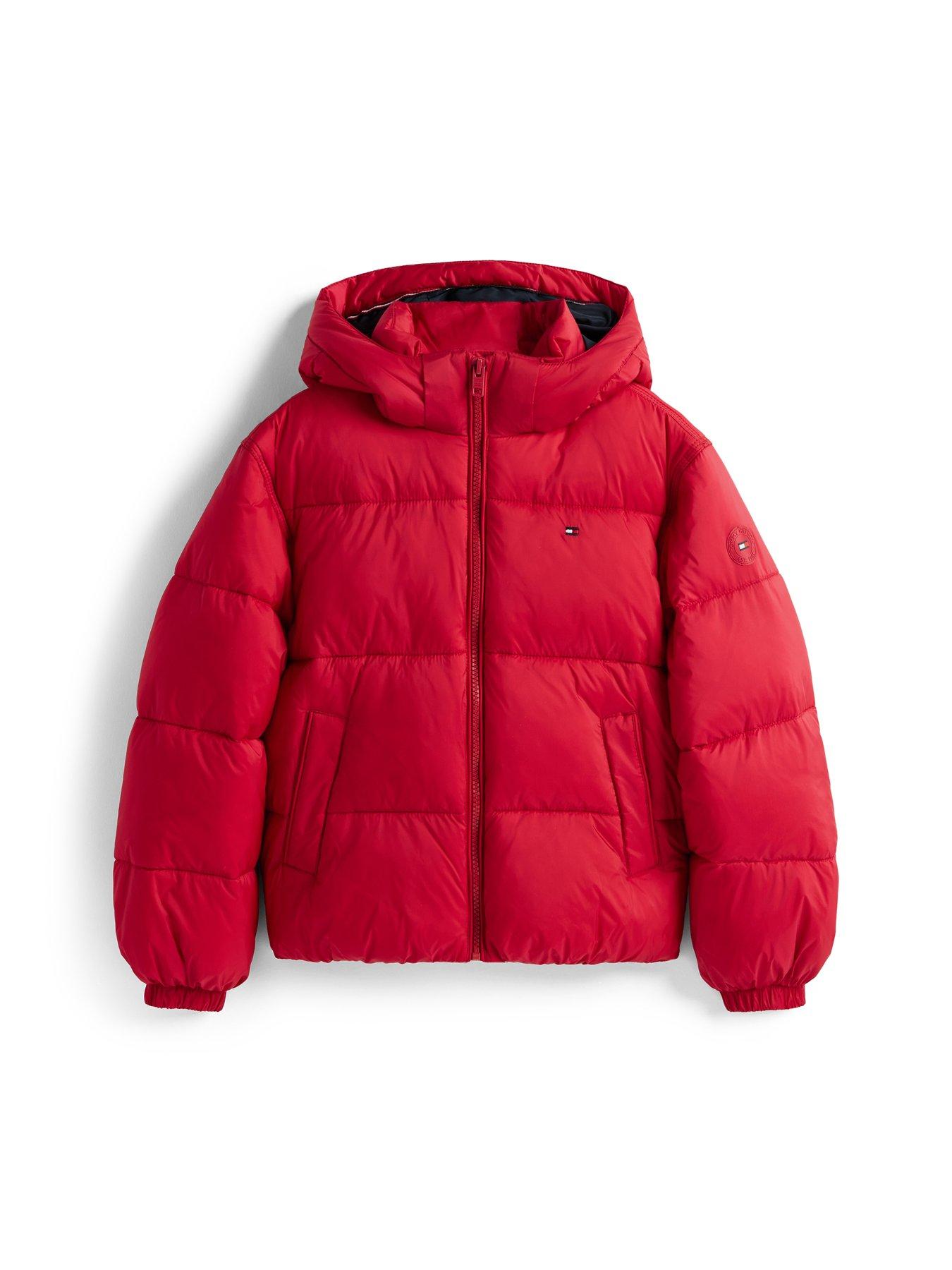 Image 5 of 5 of Tommy Hilfiger Girls Hooded Shiny Padded Jacket - Dark Pink
