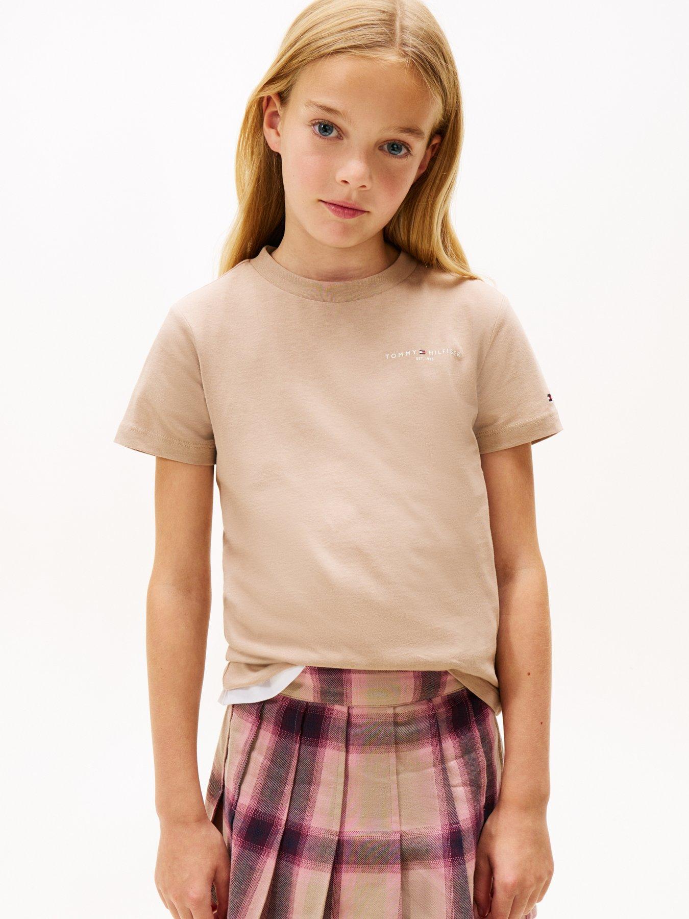 Tommy Hilfiger Girls Mini Th Logo Short Sleeve T-shirt - Malted Milk