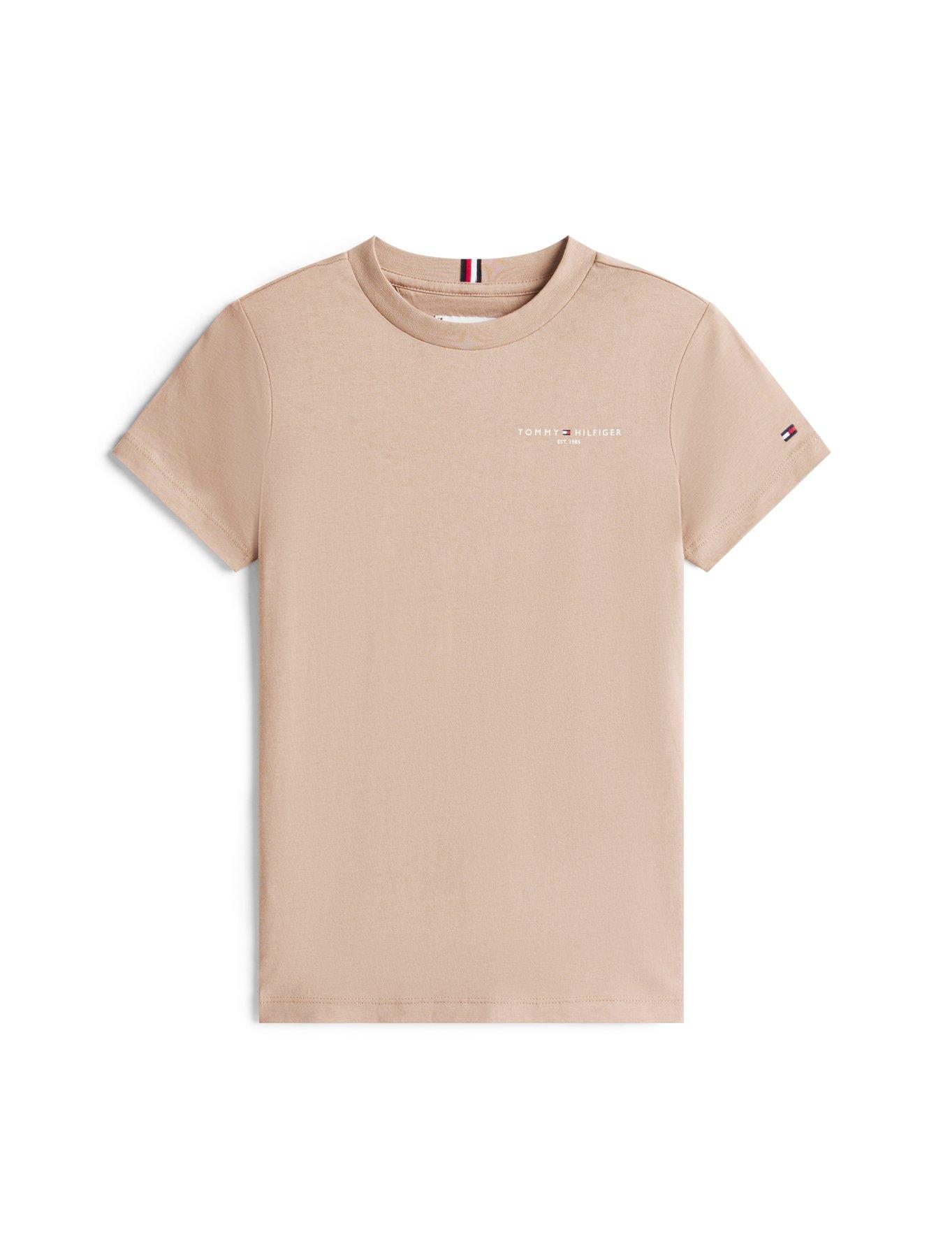 Image 4 of 4 of Tommy Hilfiger Girls Mini Th Logo Short Sleeve T-Shirt - Beige
