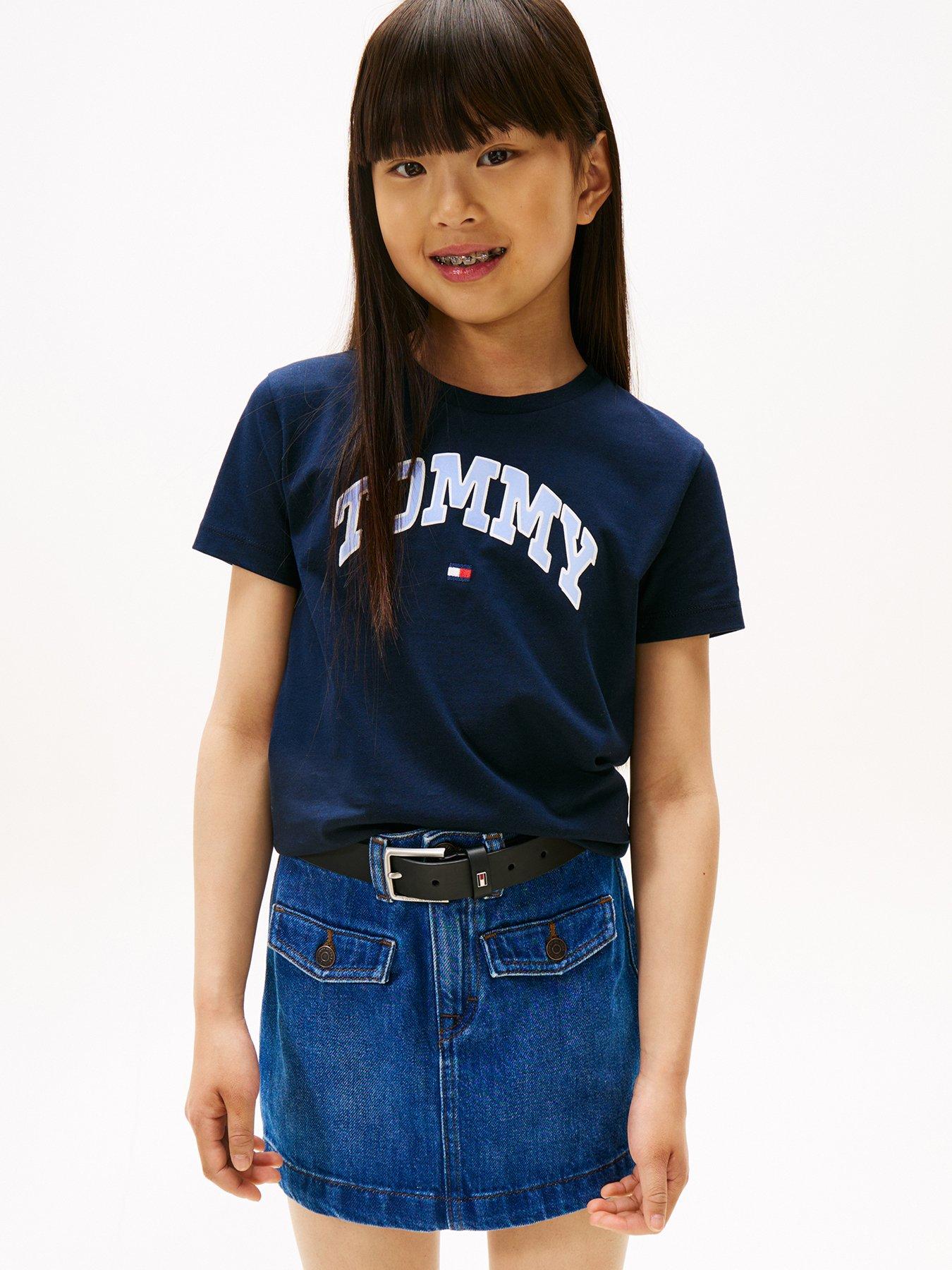 Tommy Hilfiger Girls Varsity Sateen Short Sleeve T-Shirt - Night Navy