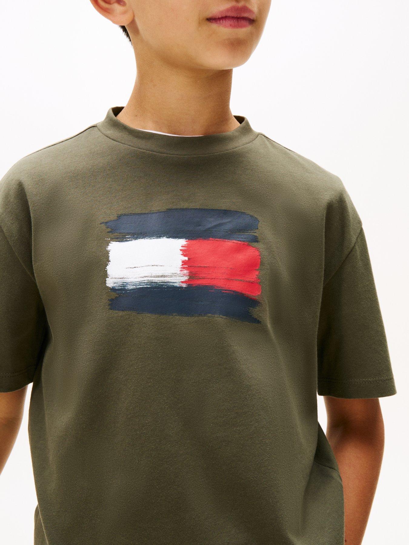Image 4 of 5 of Tommy Hilfiger Boys Flag Archive Short Sleeve T-Shirt - Pewter - Green