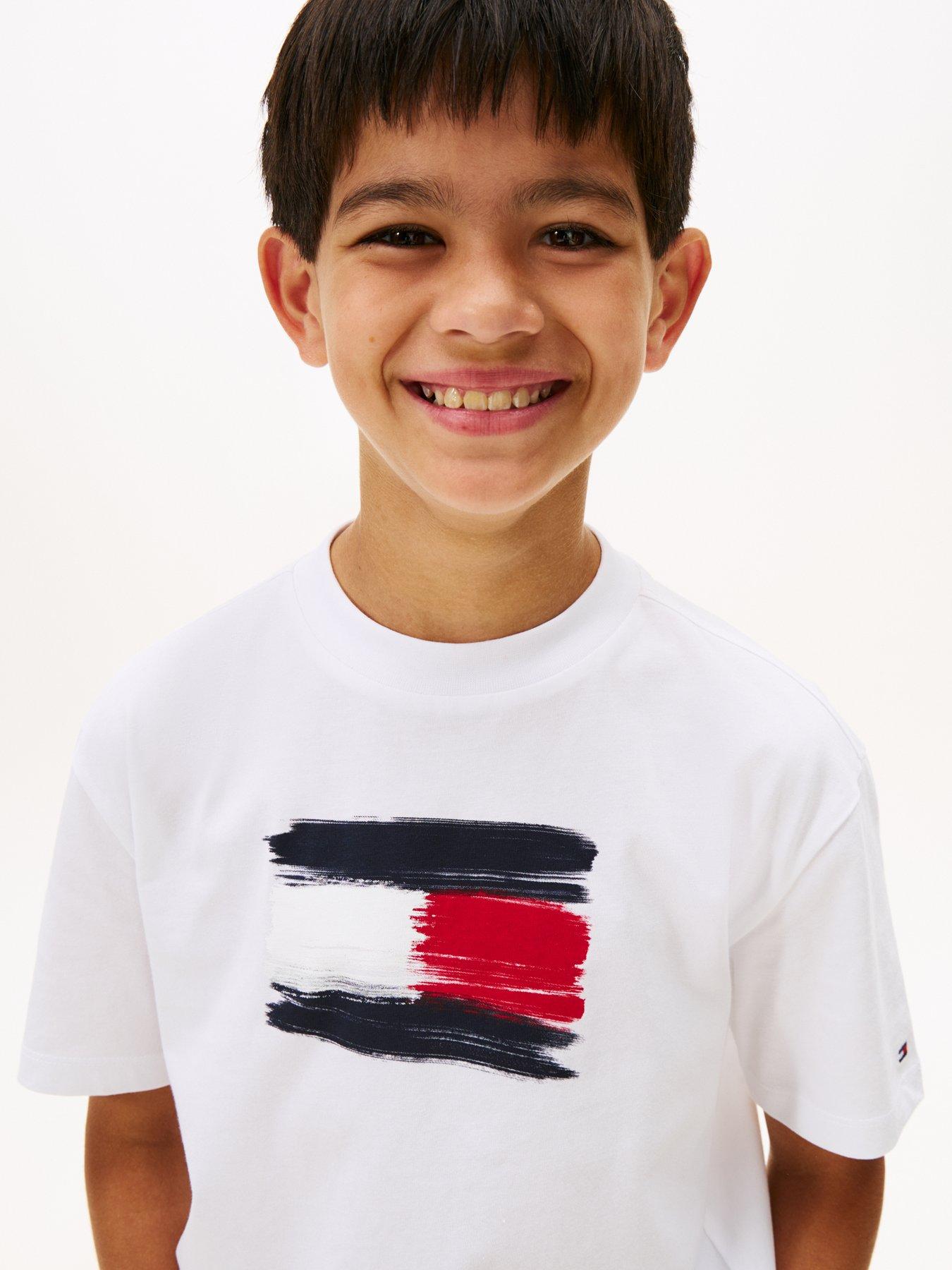 Image 4 of 5 of Tommy Hilfiger Boys Flag Archive Short Sleeve T-Shirt - White