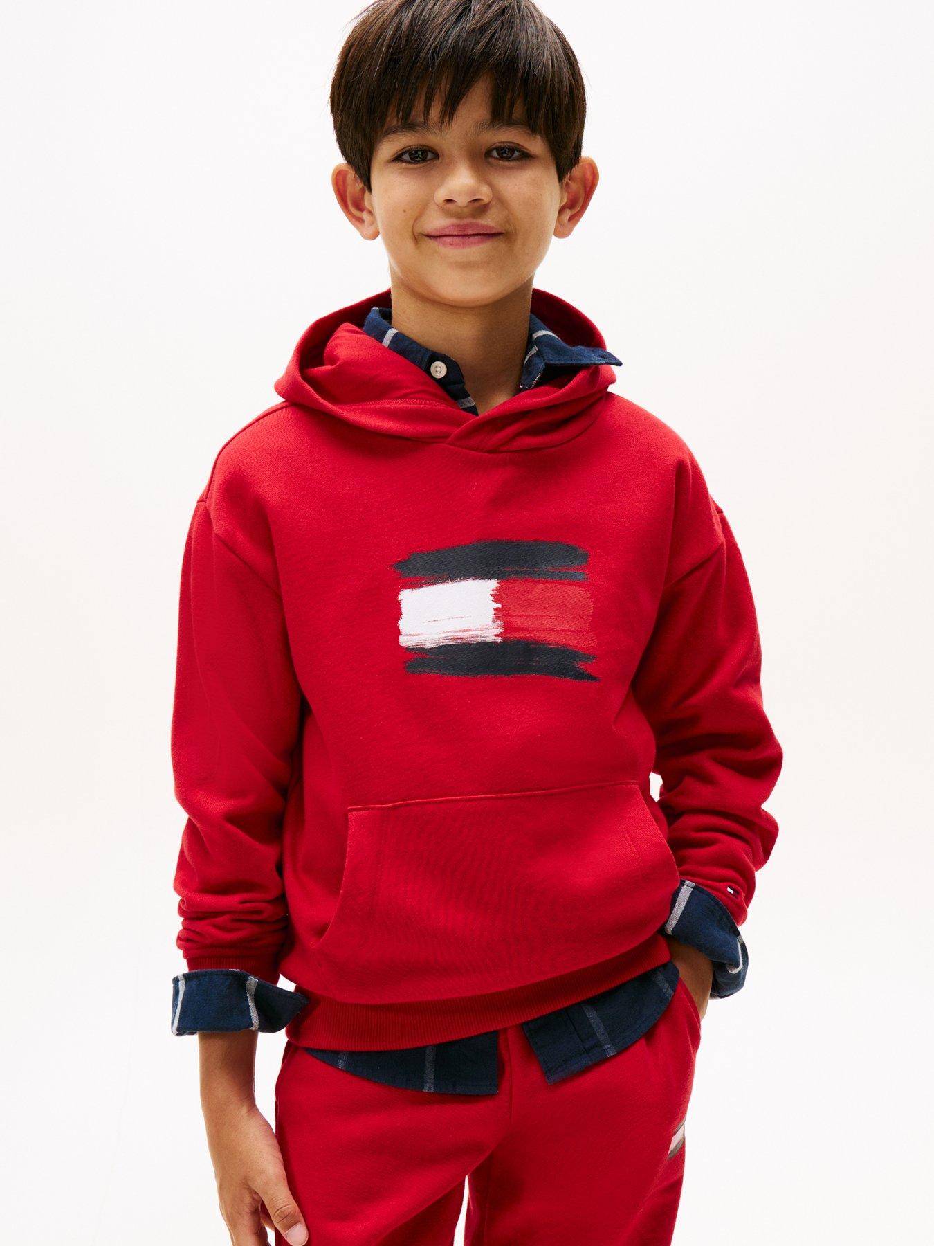 Tommy Hilfiger Boys Flag Hoodie - Medium Red