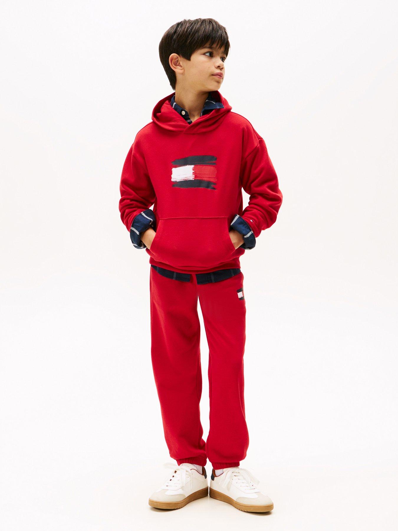 Image 3 of 5 of Tommy Hilfiger Boys Flag Hoodie - Medium Red